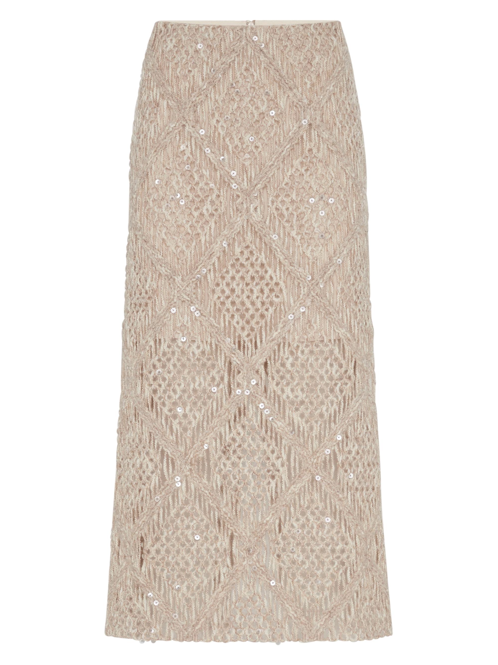 Brunello Cucinelli Women's Wool and Alpaca Knit Skirt - Beige