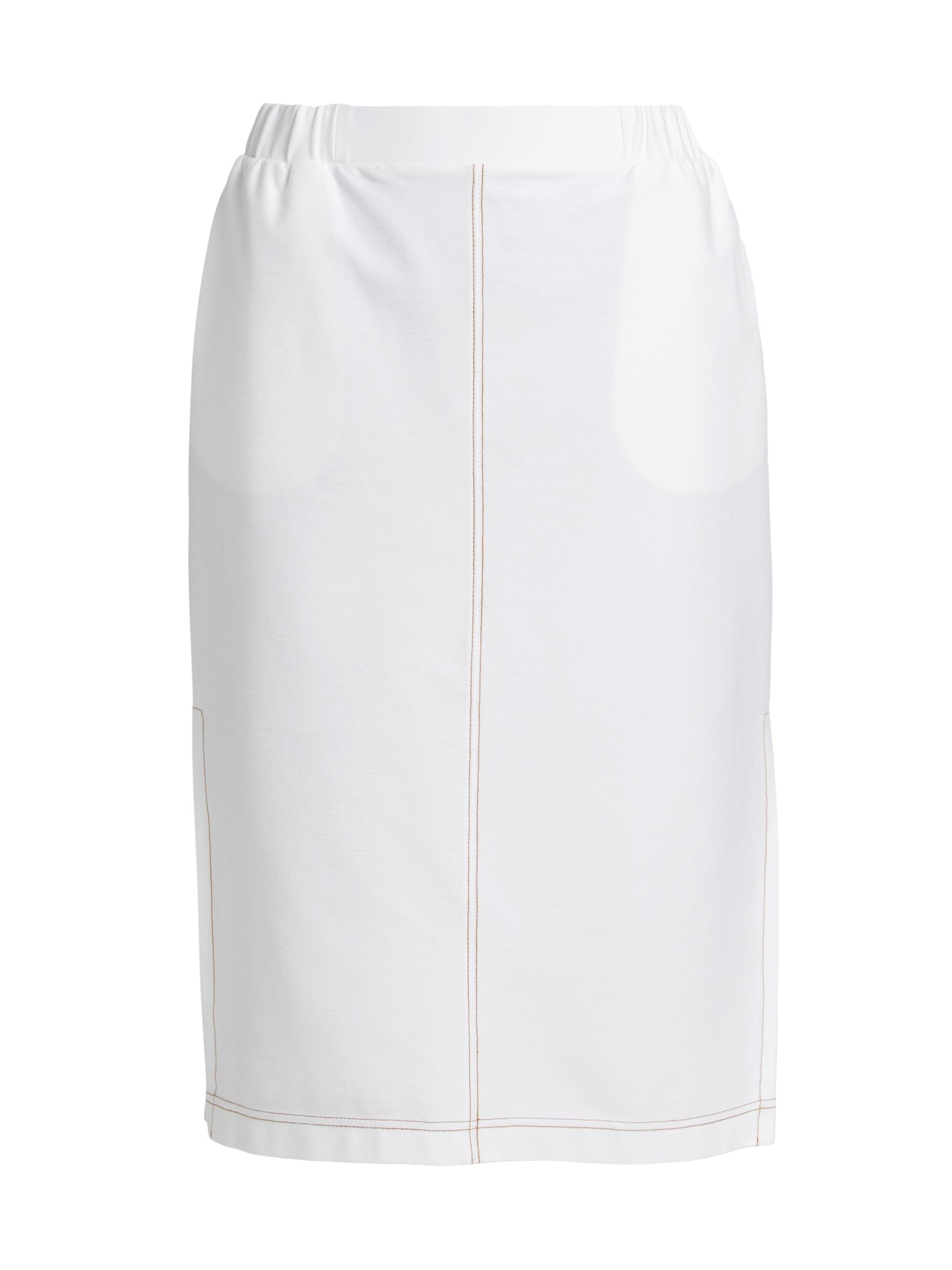 MM Max Mara Women's Otto Stitched Midi-Skirt - Optical White