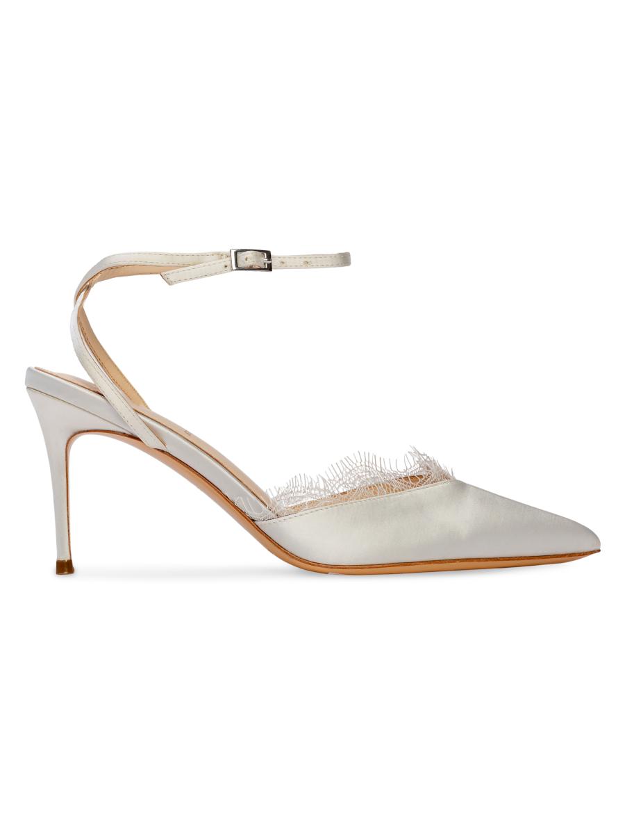 Sheer Lace Satin Pumps