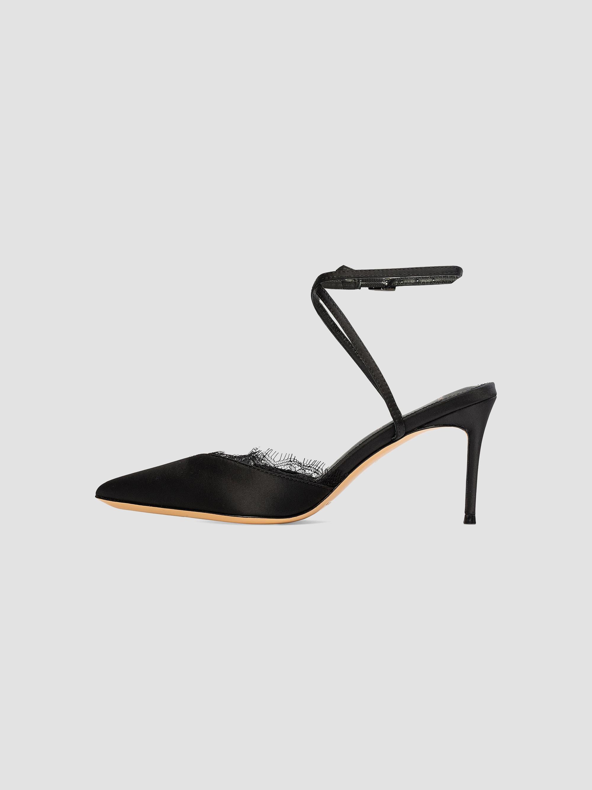 Black Suede Studio Lace 80MM Satin Pumps | Saks Fifth Avenue