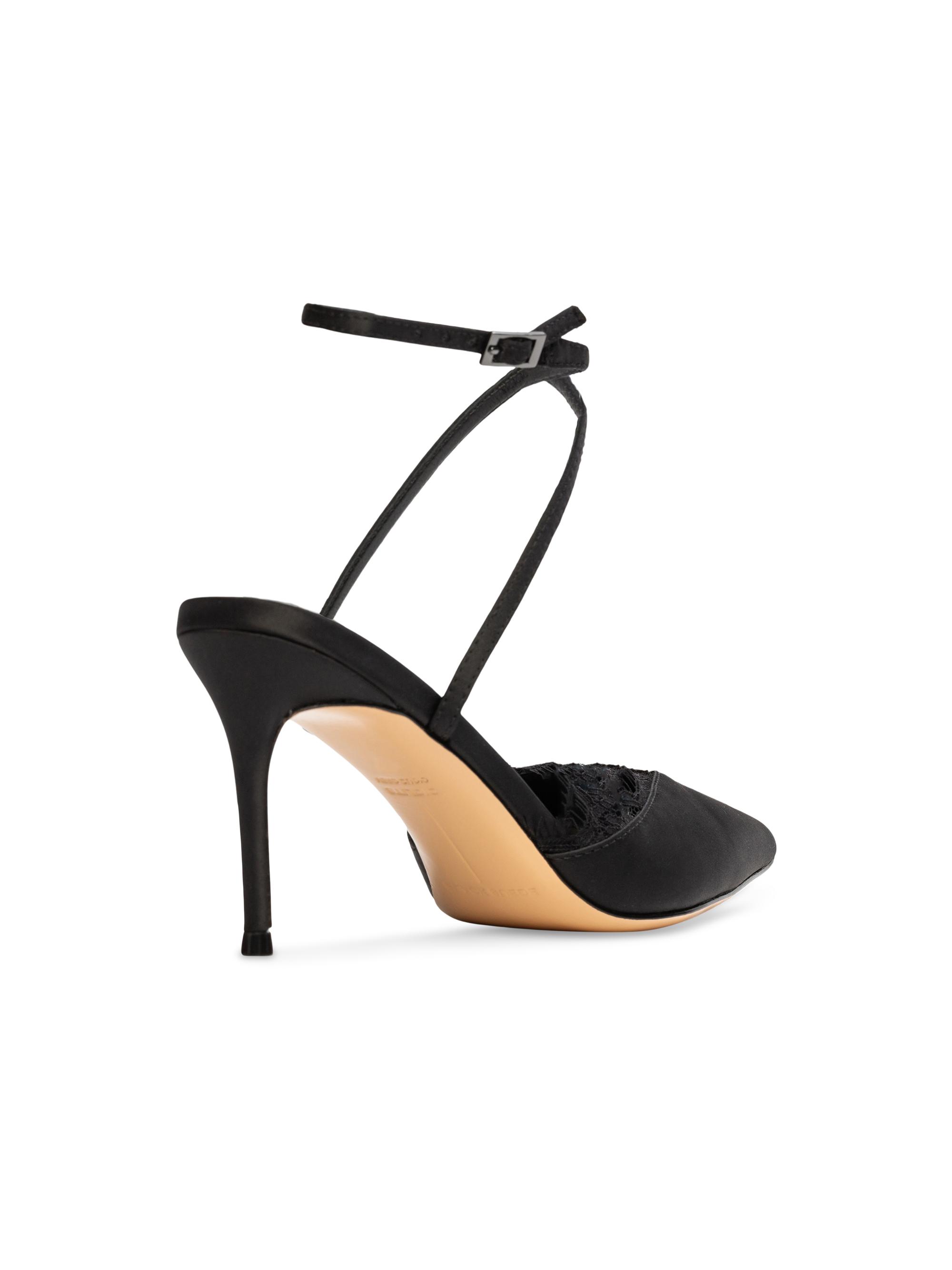 Black Suede Studio Lace 80MM Satin Pumps | Saks Fifth Avenue