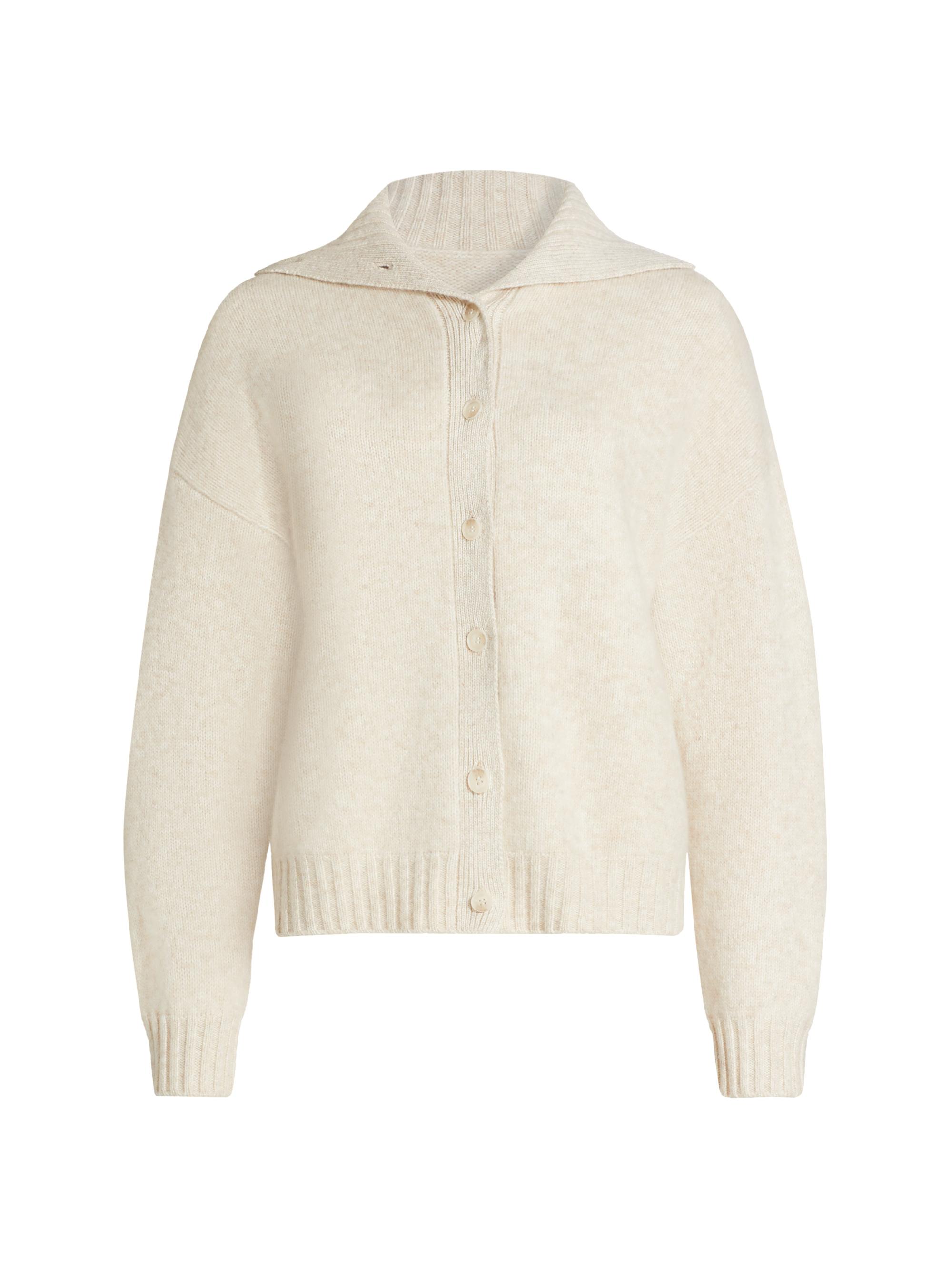 Naadam Women's Cashmere Turtleneck Cardigan - Dusty Oatmeal