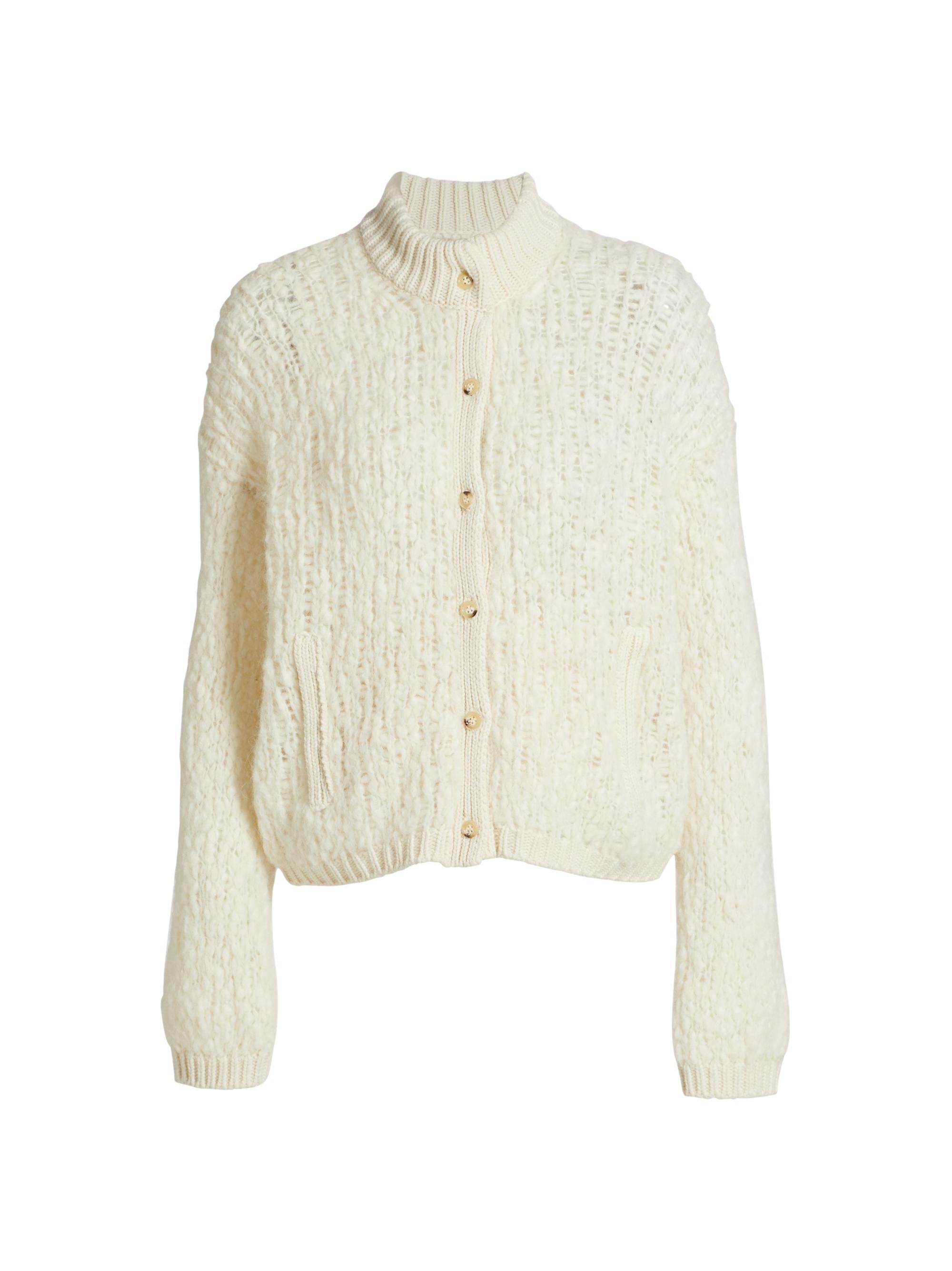 Naadam Women's Alpaca-Blend Knit Jacket - White