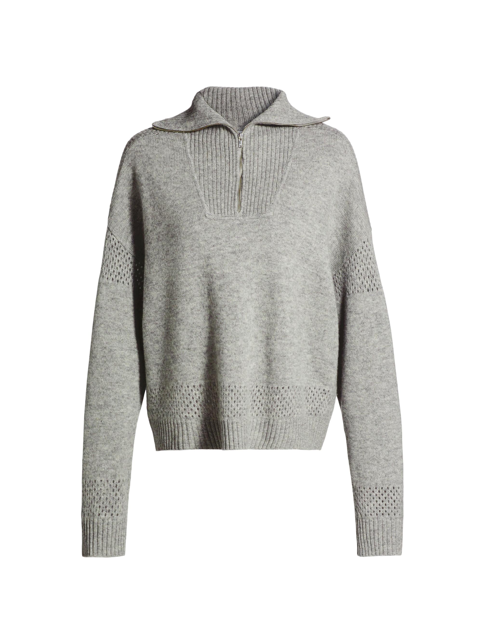 Naadam Women's Wool-Cashmere Quarter-Zip Sweater - Cement