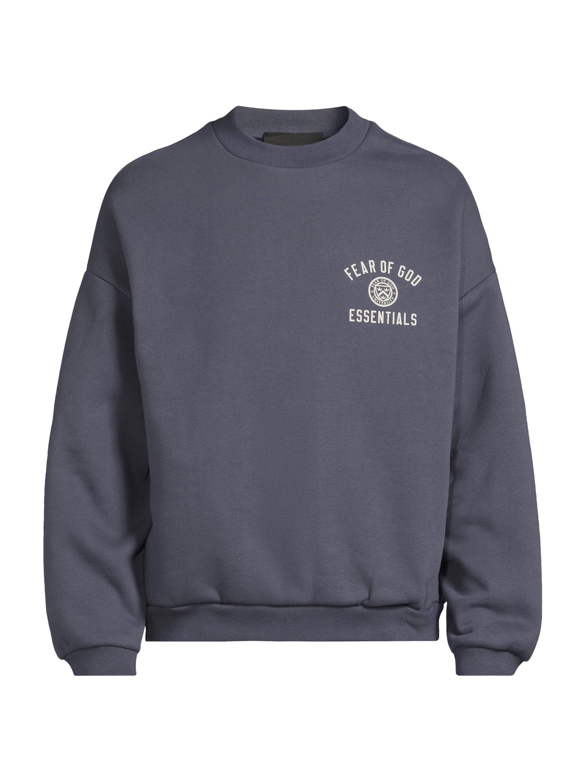 Fear of God Essentials Men's Logo Fleece Crewneck Sweatshirt - Marine