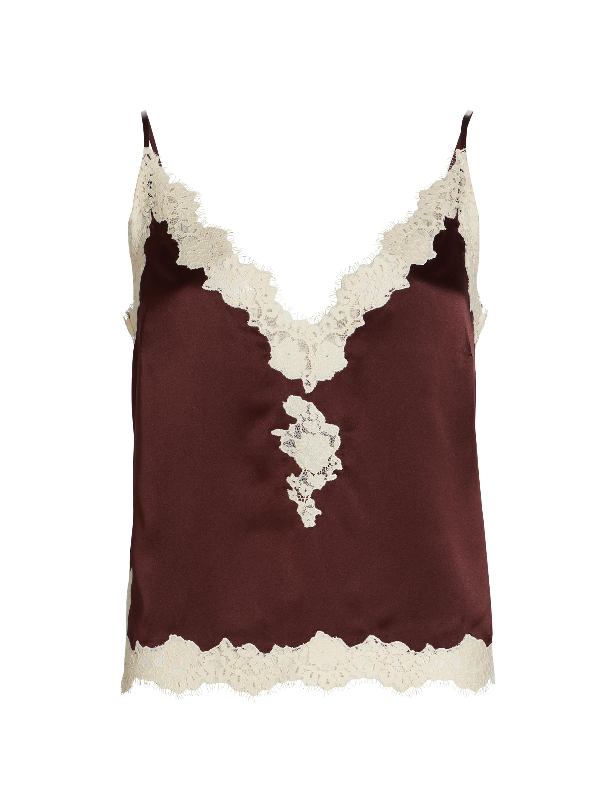 DÔEN Women's Kira Lace-Trim Silk Camisole - Cafe