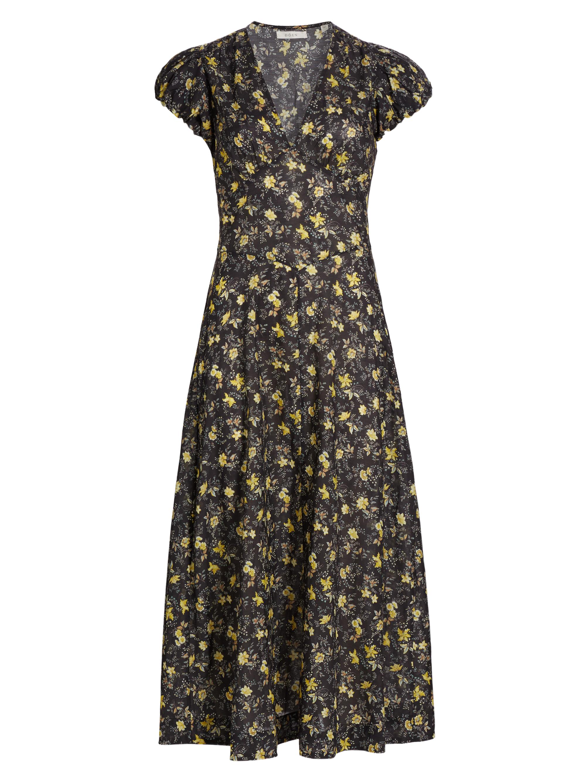 DÔEN Women's Rosalinda Floral Midi-Dress - Noir Winding Blossoms