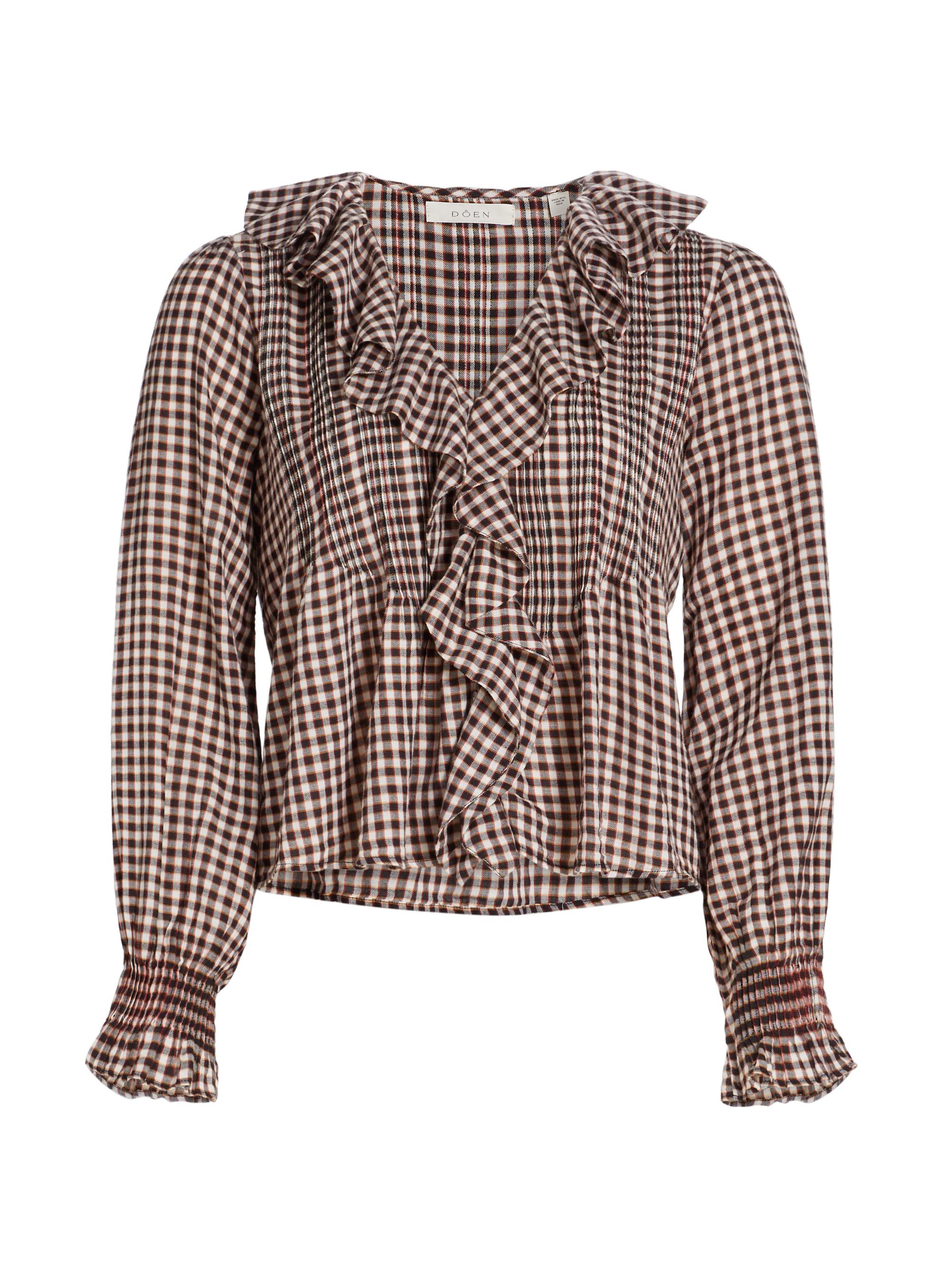 DÔEN Women's Hardy Plaid Ruffle-Trim Top - Delphine Plaid