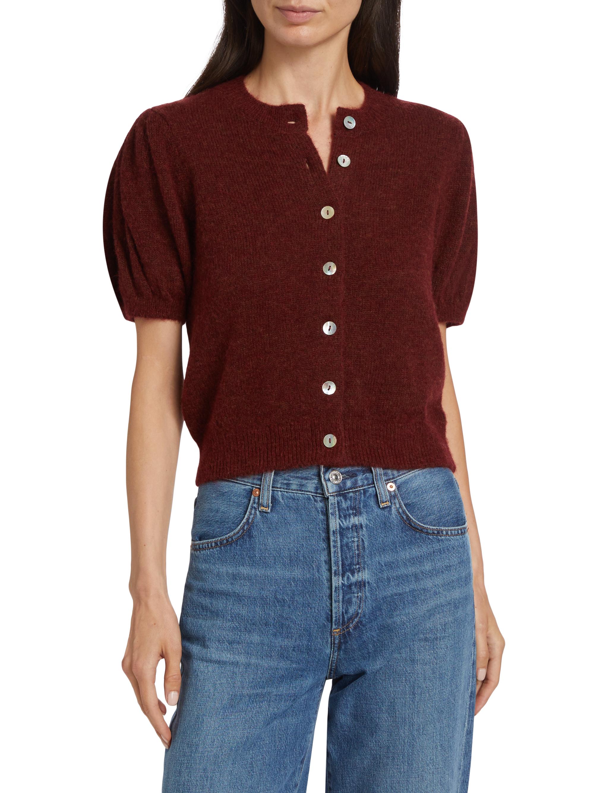 DÔEN Anisa Alpaca-Wool Puff-Sleeve Cardigan | Saks Fifth Avenue