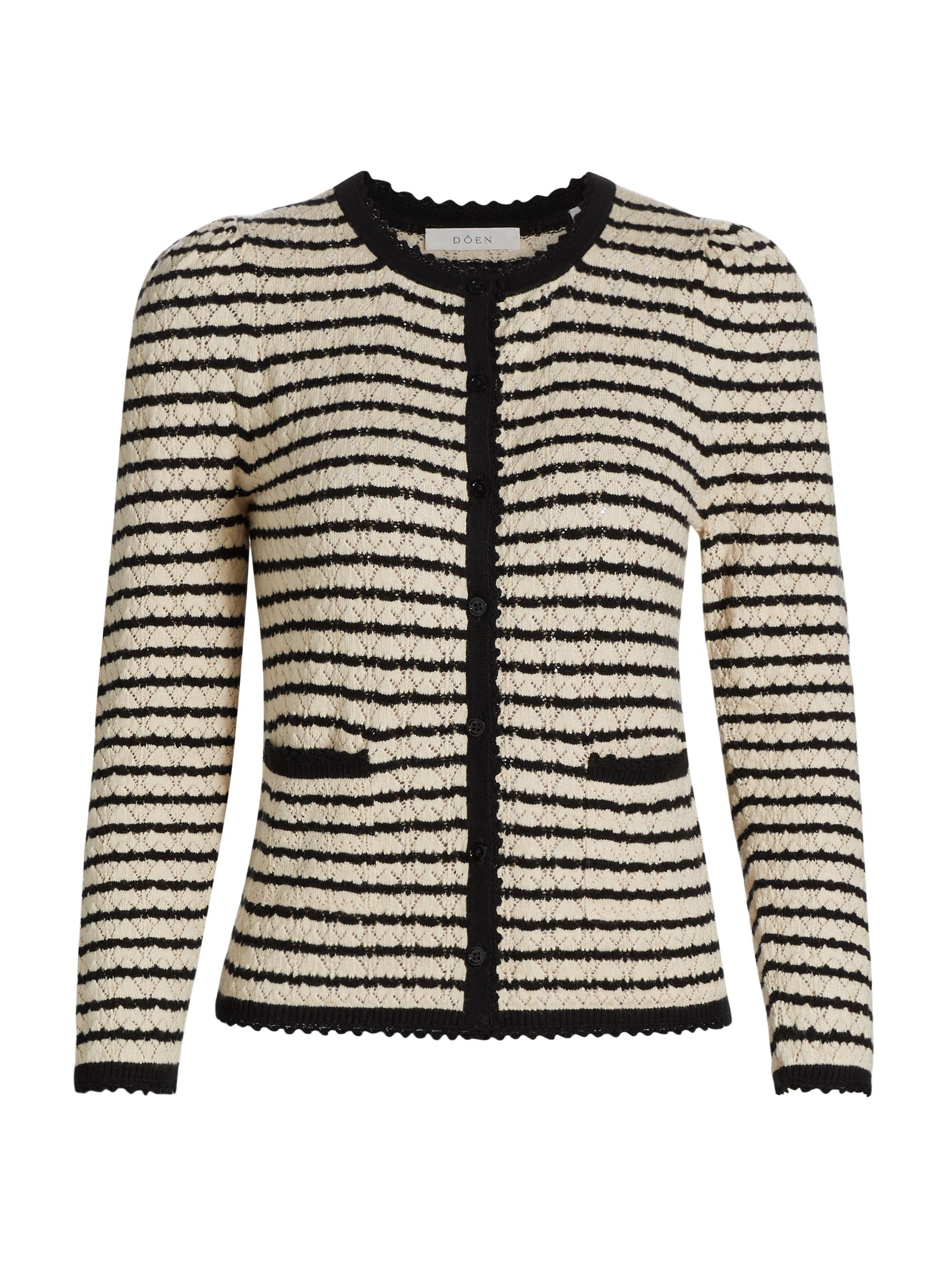 DÔEN Women's Therese Cotton-Silk Striped Cardigan - Allaire Stripe