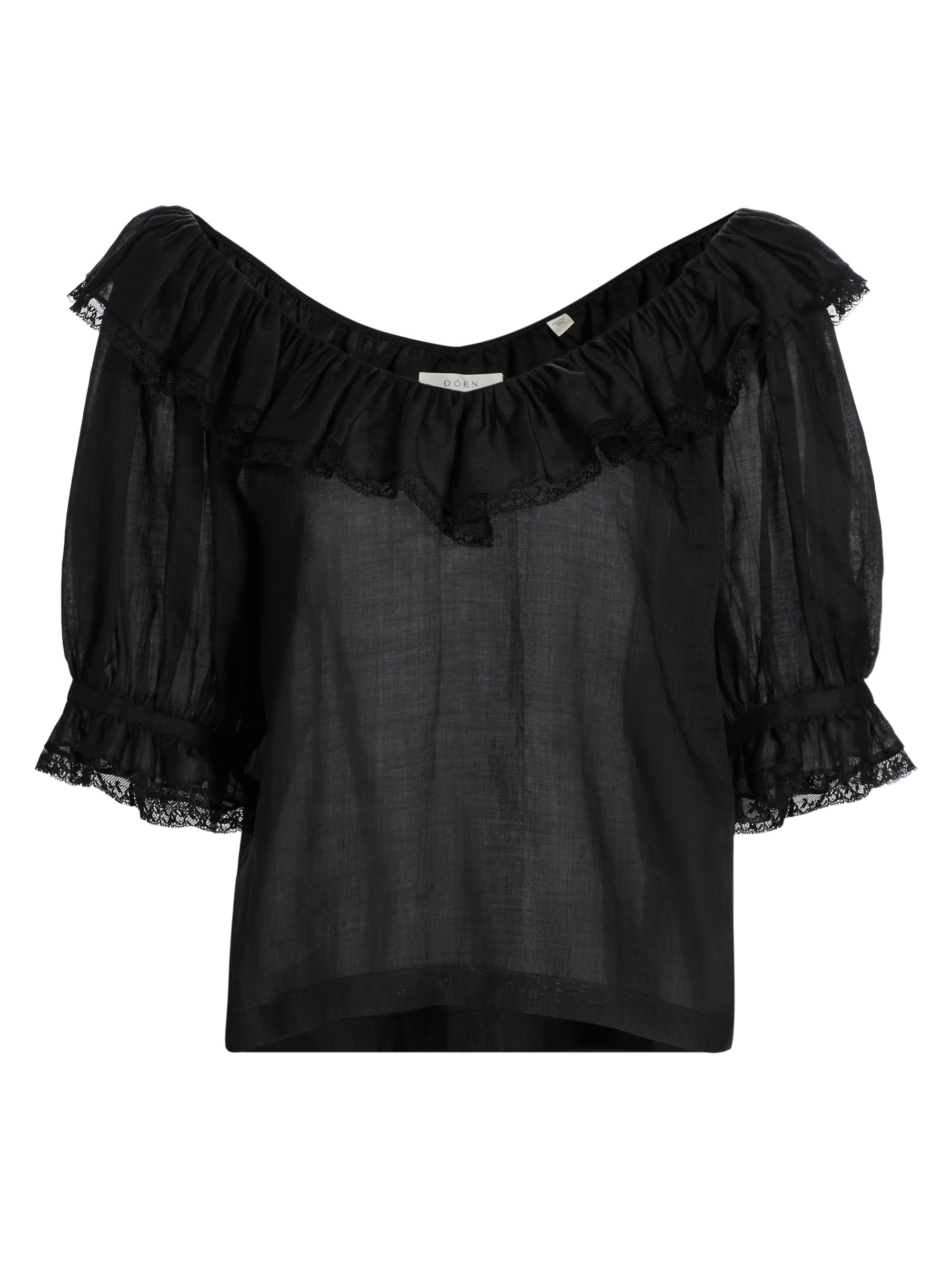 DÔEN Women's Samara Ruffle-Trim Top - Black