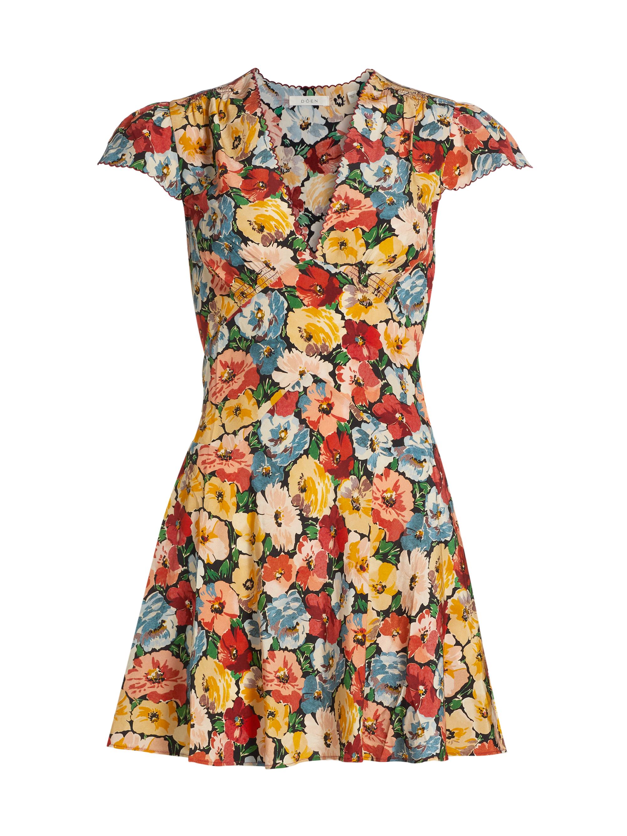 DÔEN Women's Dianne Floral Silk Minidress - Poppy Meadow