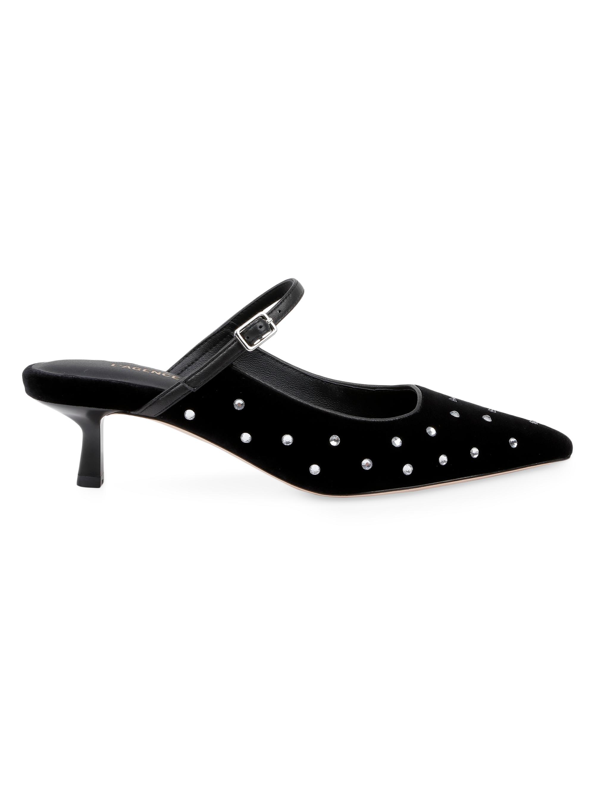 L'AGENCE Women's Edith 45MM Suede Pumps - Black Velvet