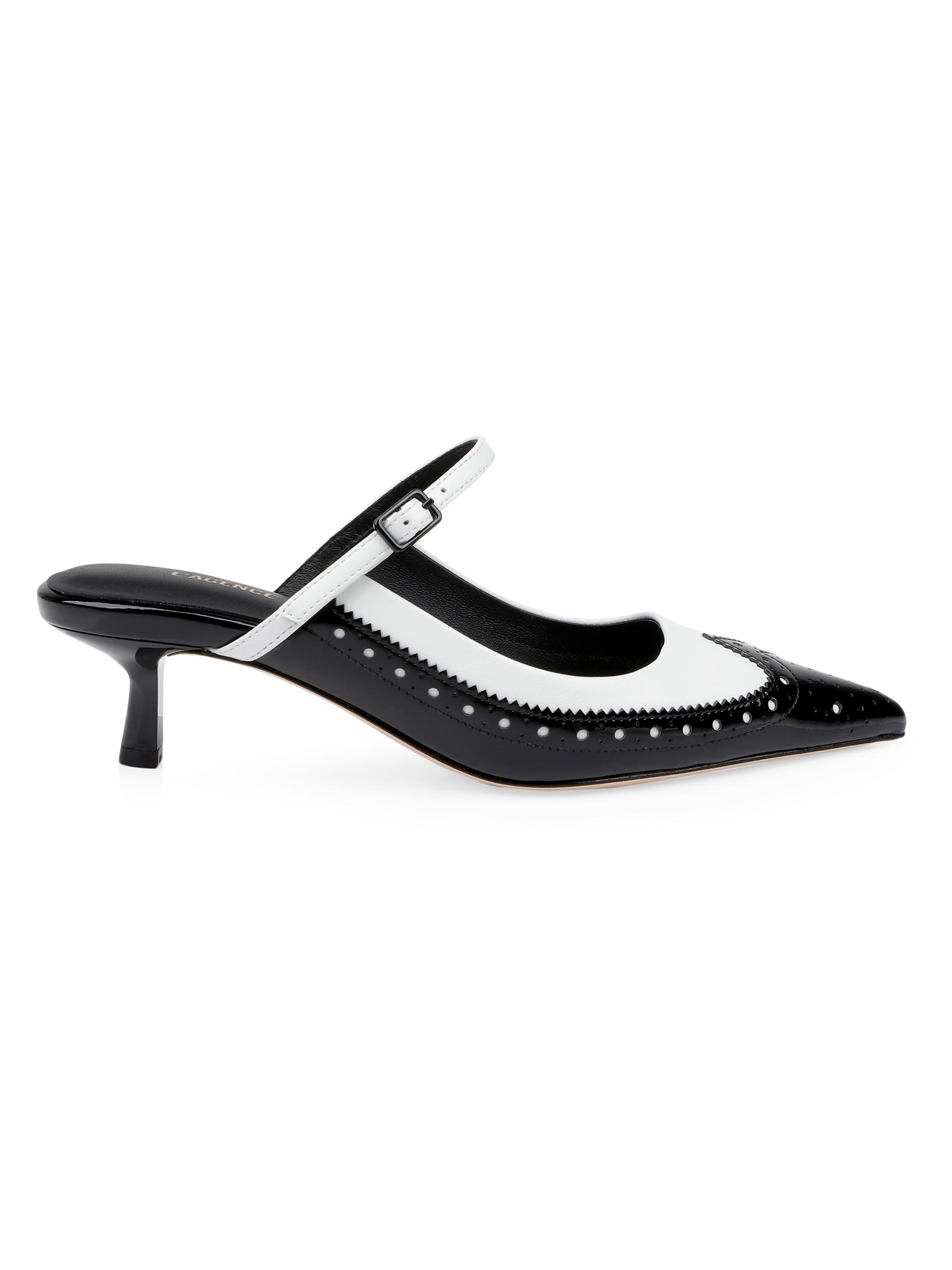 L'AGENCE Women's Elle 45MM Buckled Leather Pumps - Black White