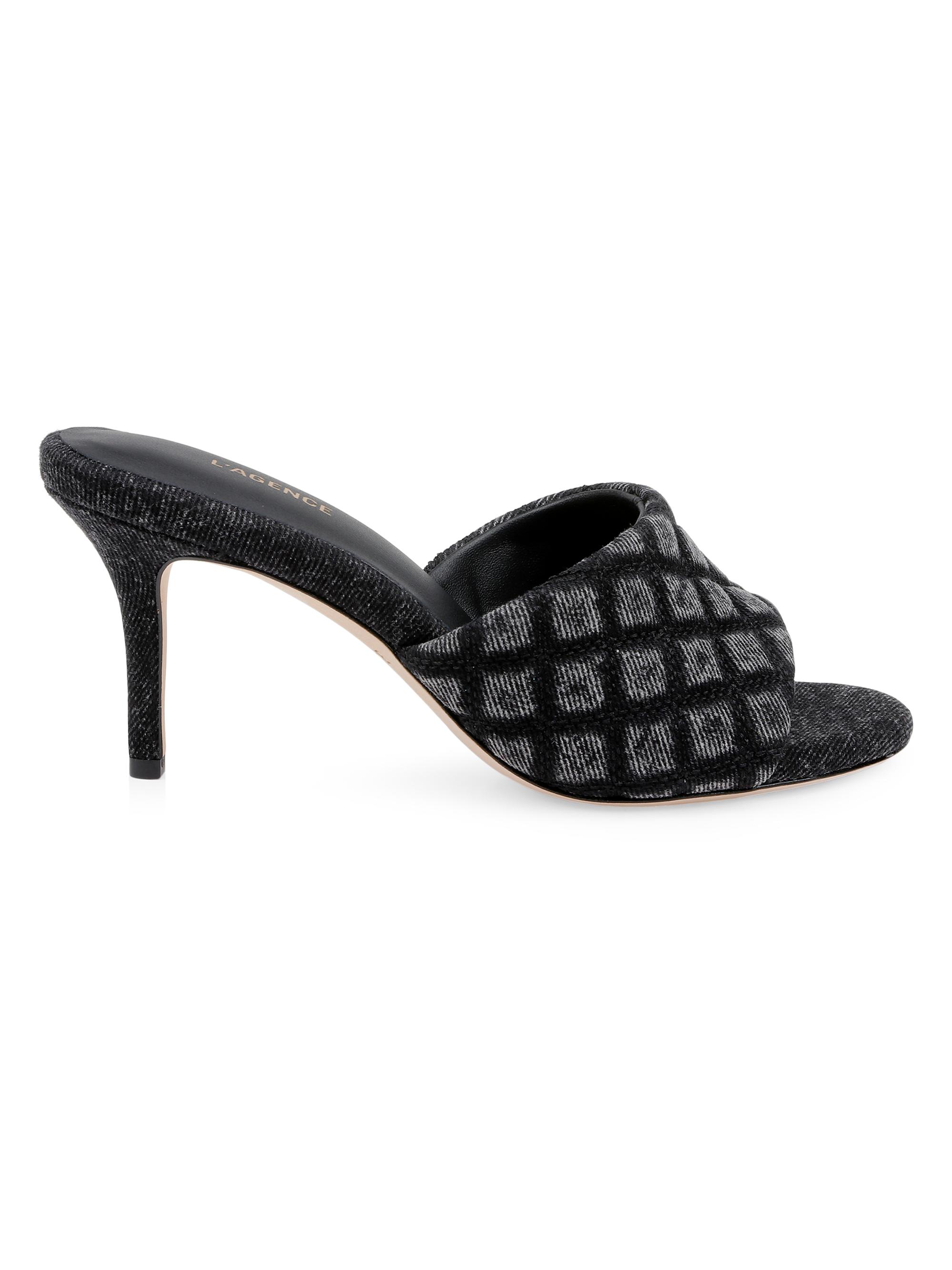 L'AGENCE Women's Denise 75MM Denim Sandals - Black Denim