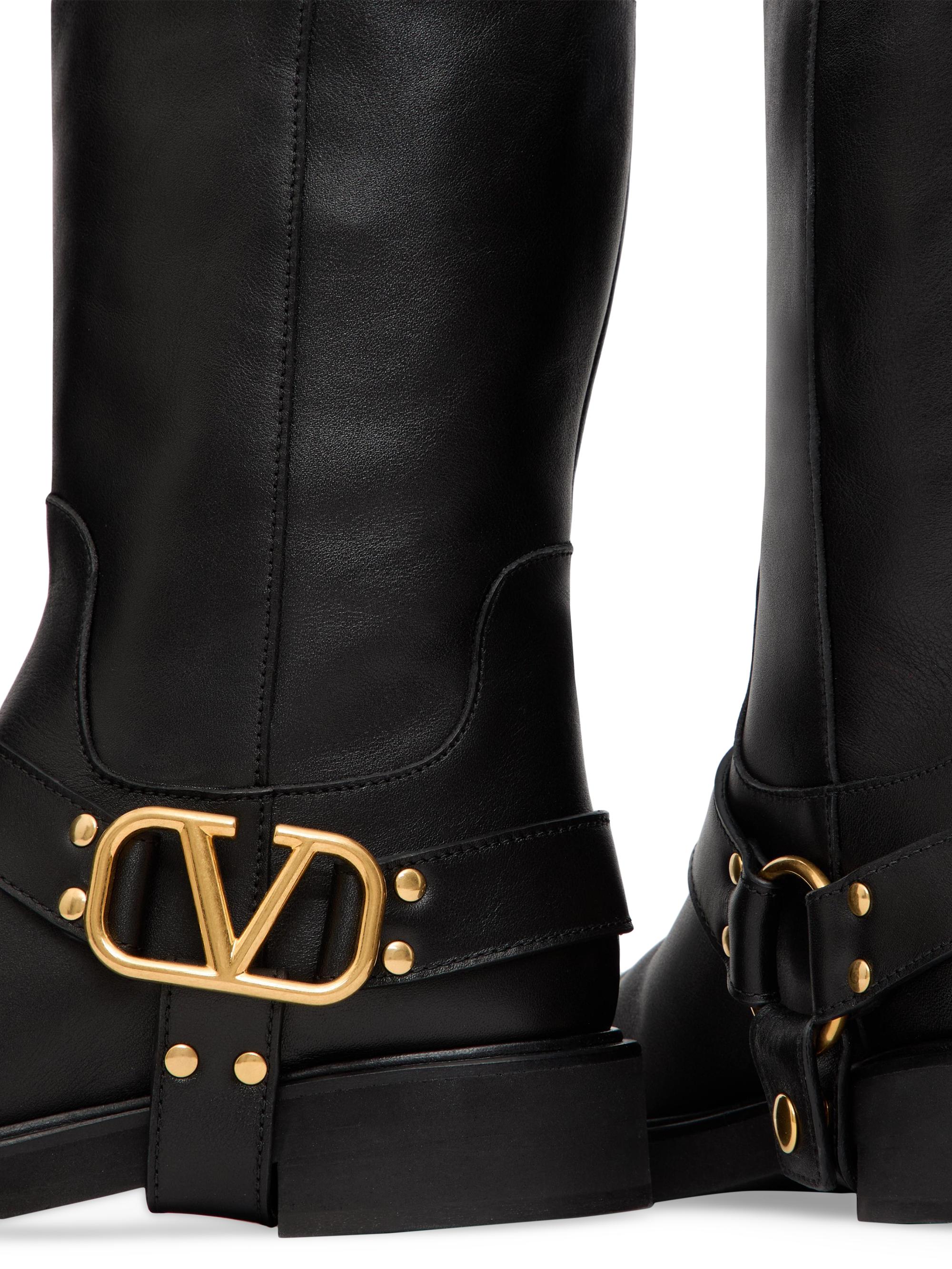 VLOGO SIGNATURE WHITE CALFSKIN ANKLE BOOT 75 MM