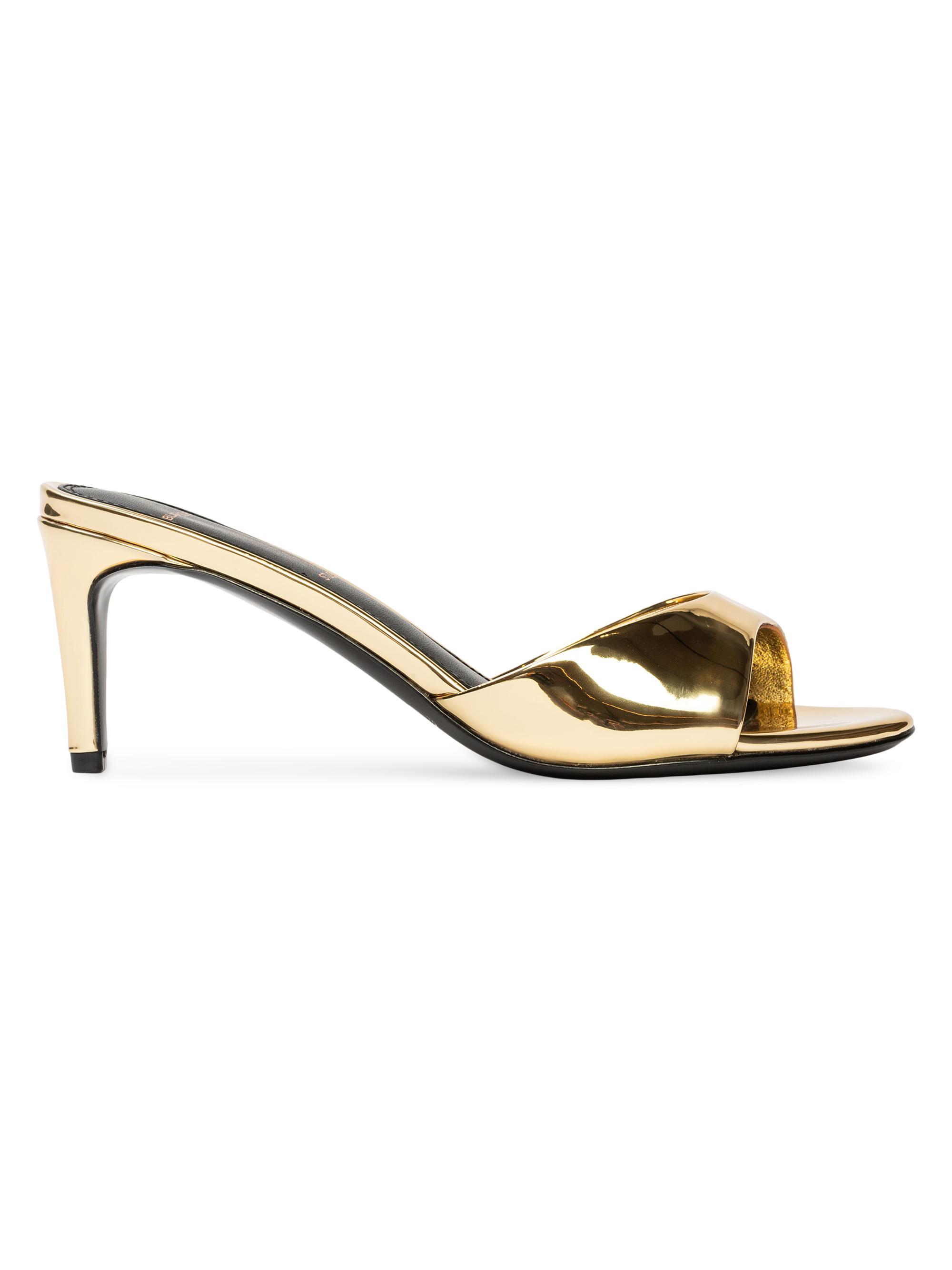 Black Suede Studio Women's Freddie 65MM Patent Leather Mules - Gold Metallic