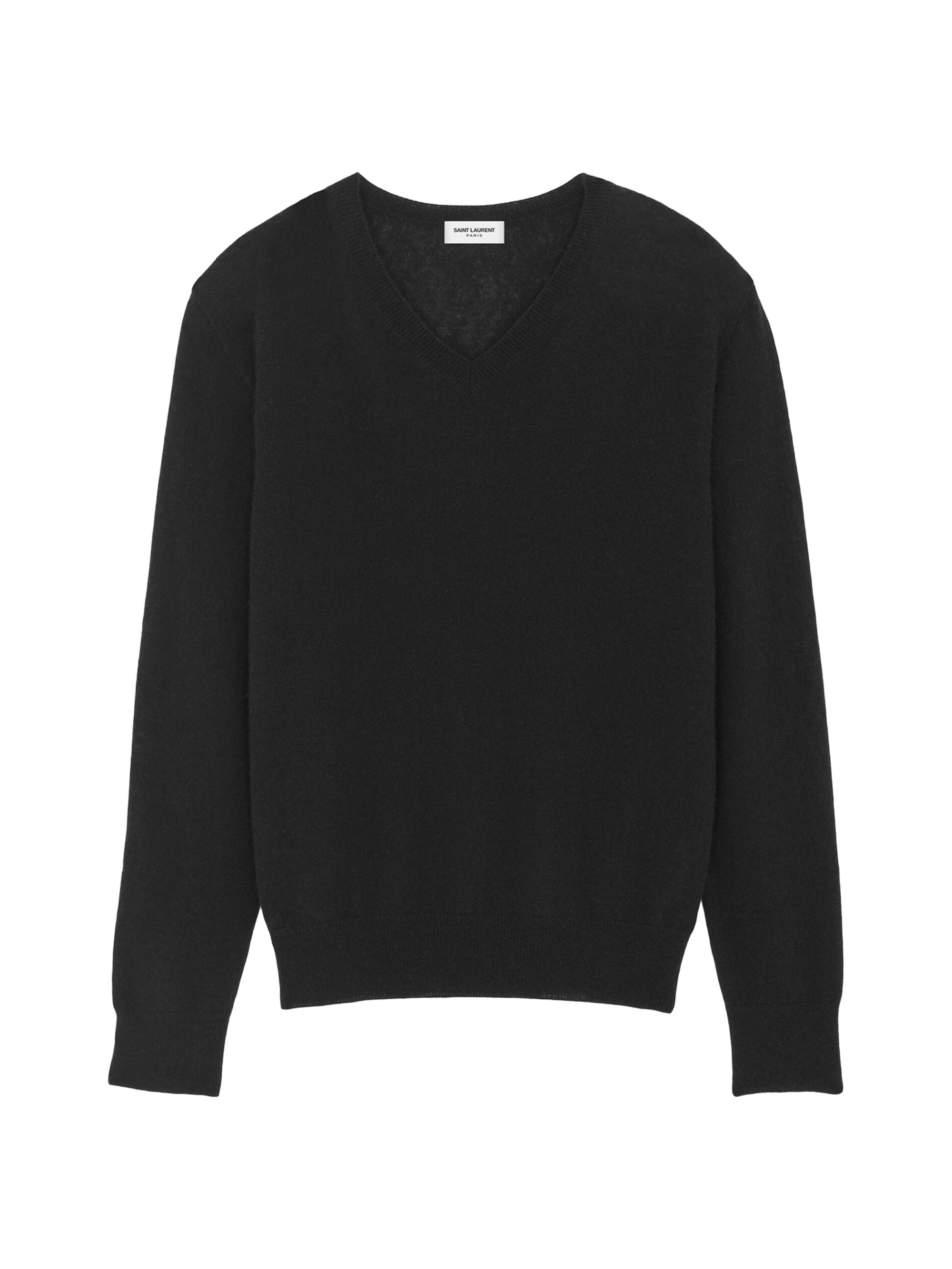Saint Laurent Women's V-Neck Sweater in Cashmere and Silk - Black