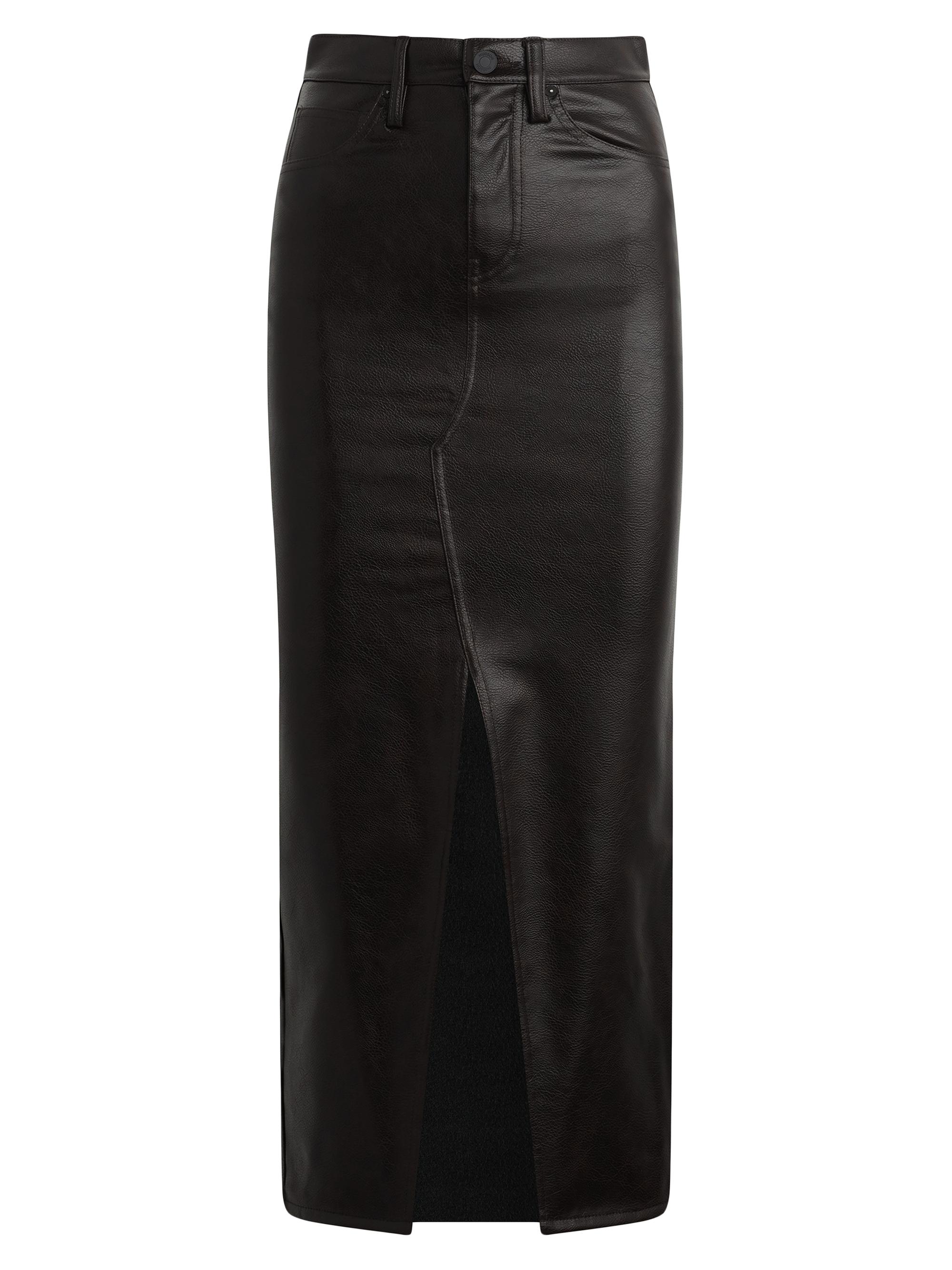 Reconstructed Faux Leather Midi-Skirt