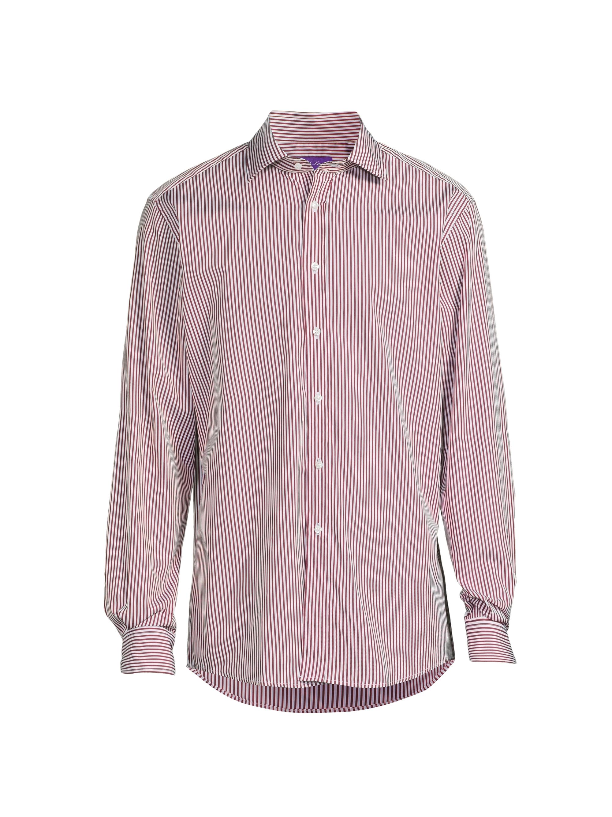 Ralph Lauren Purple Label Men's Stripe Poplin Cotton Shirt - Dark Racing Green
