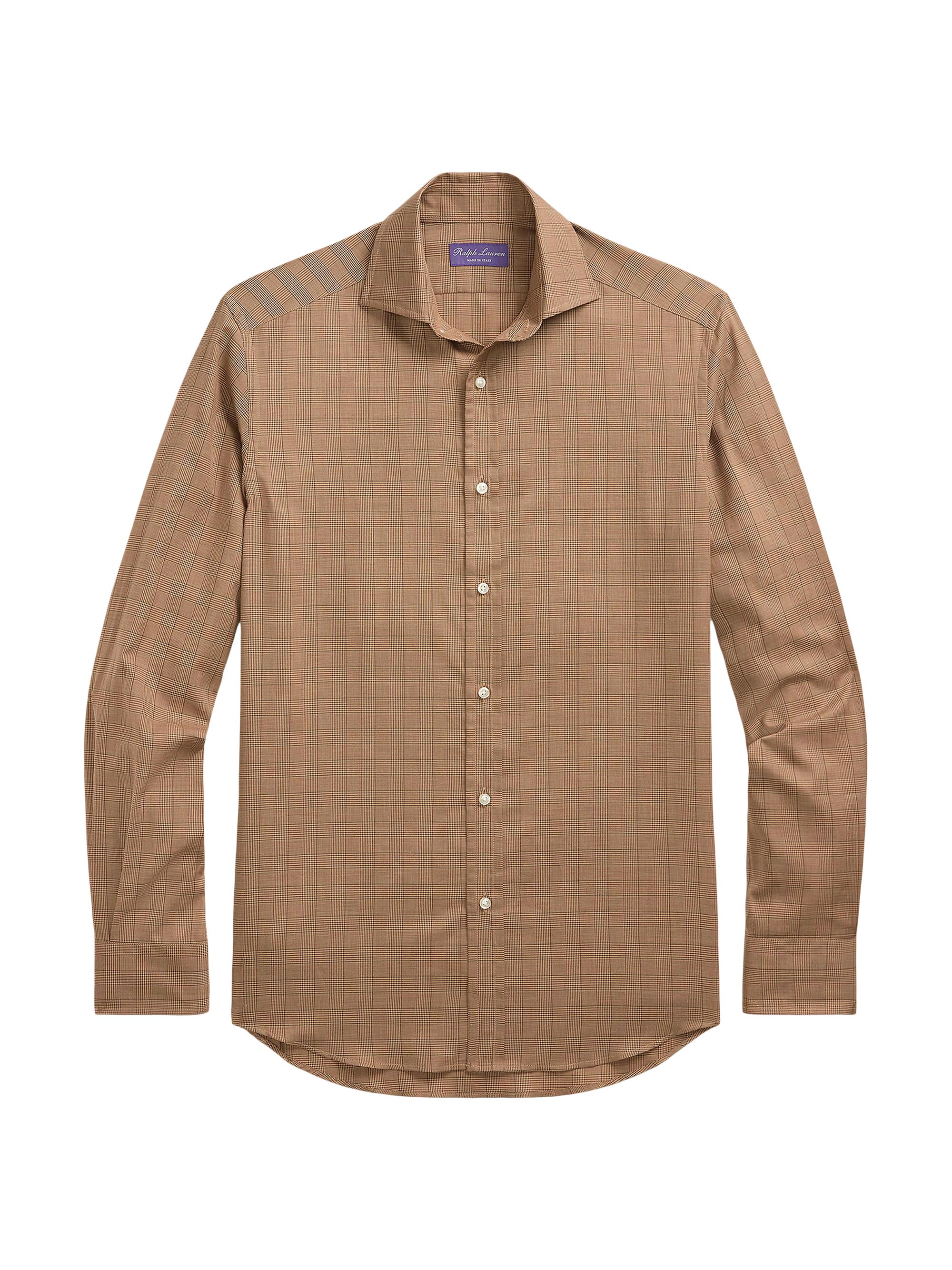 Ralph Lauren Purple Label Men's Glen Plaid Lightweight Button-Up Shirt - Brown