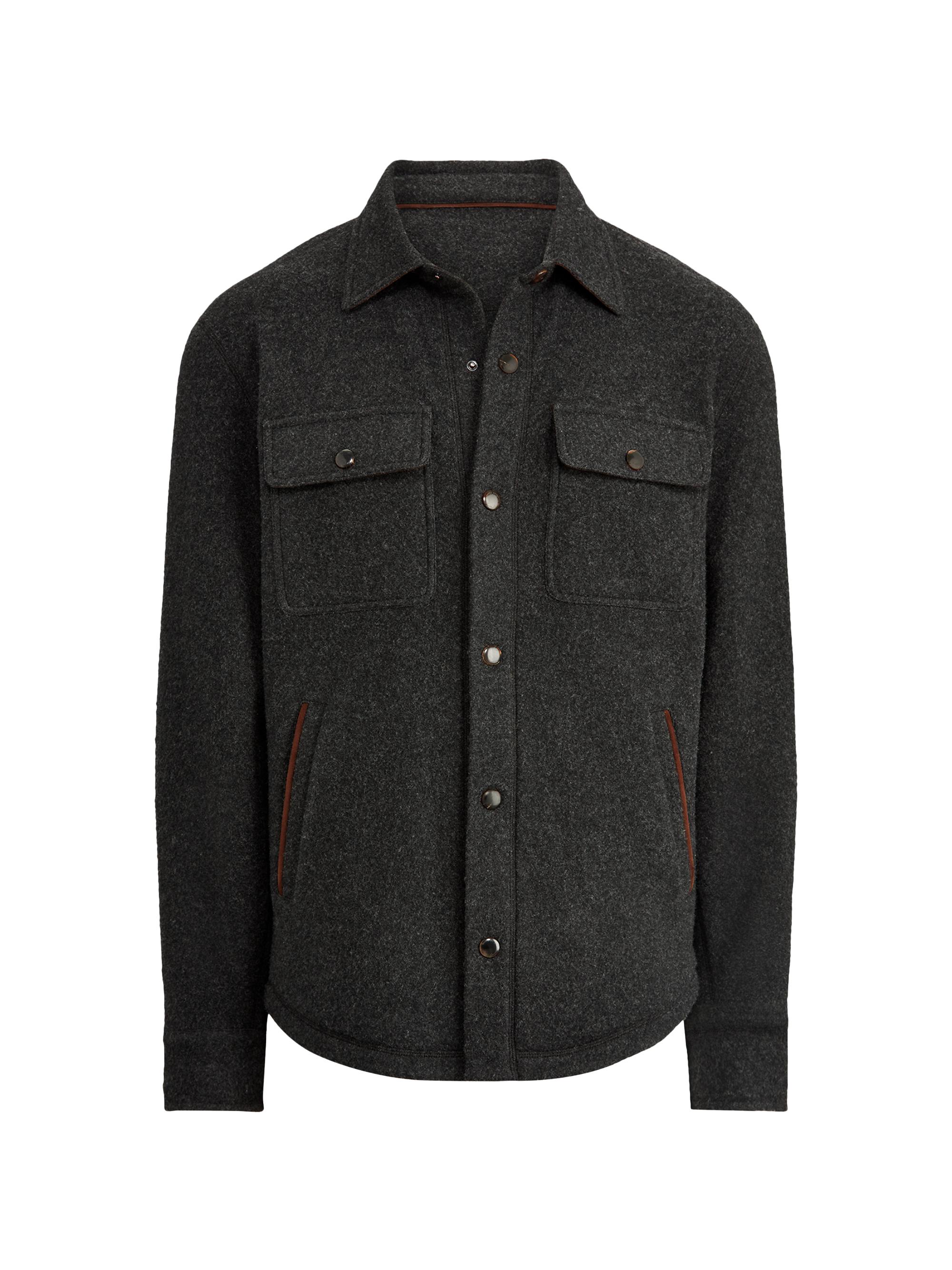 Ralph Lauren Purple Label Men's Wool-Cashmere Shirt Jacket - Medium Grey Melange