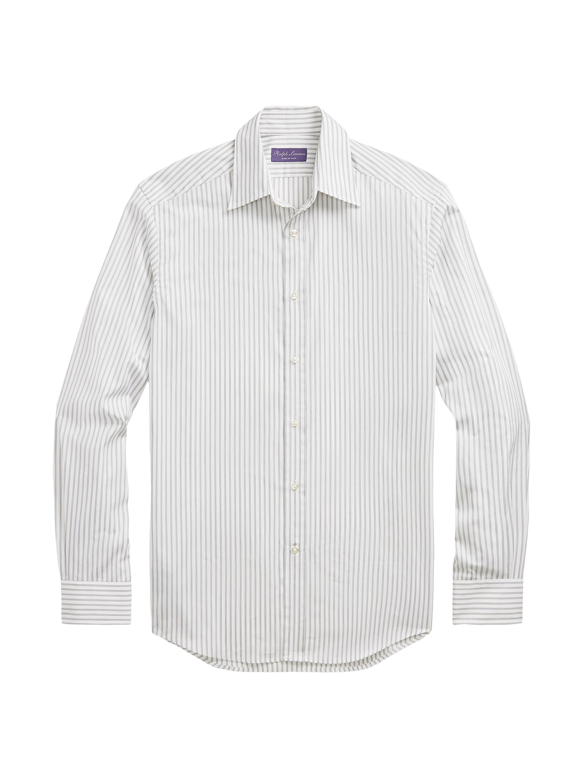 Ralph Lauren Purple Label Men's Bar Striped Cotton Shirt - Black White