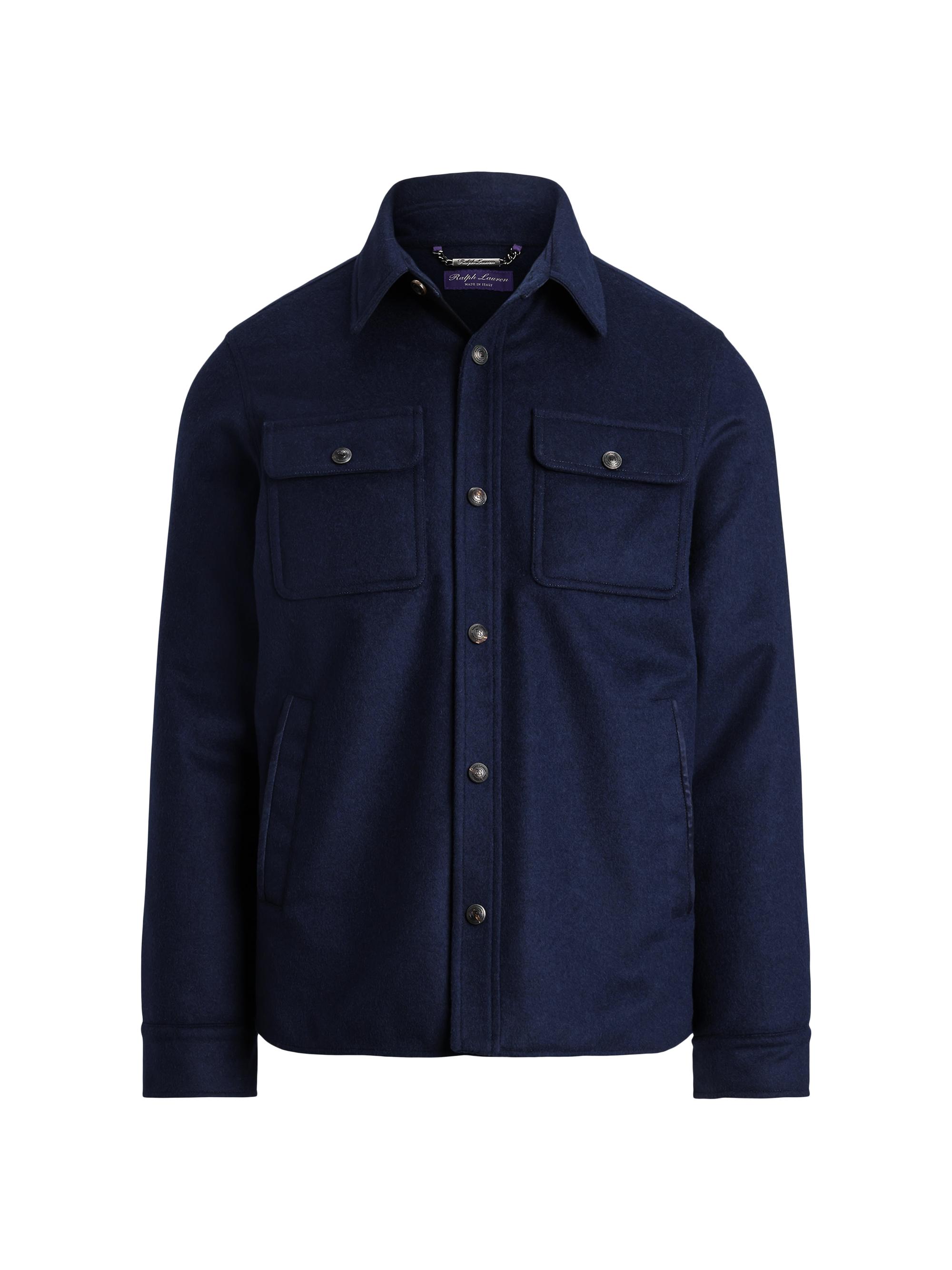 Ralph Lauren Purple Label Men's Everett Melton Wool-Blend Shirt Jacket - Classic Chairman Navy
