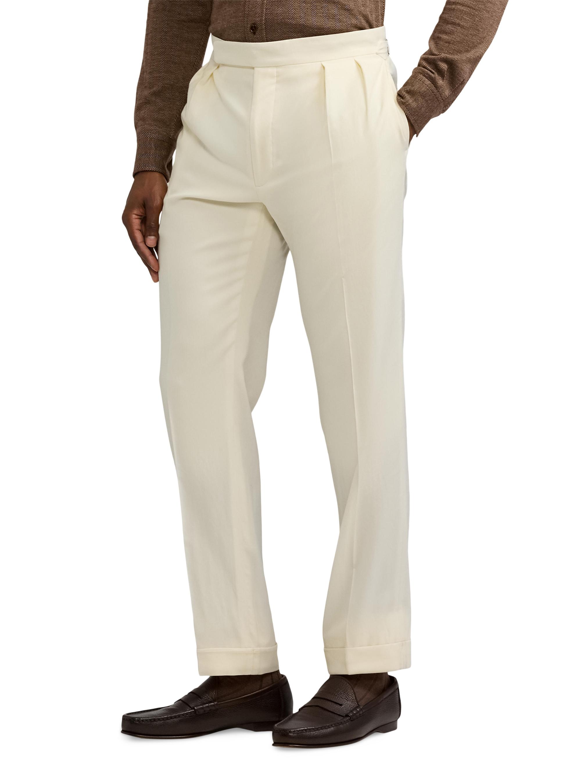 【新品】RALPH LAUREN PURPLE LABELホワイトチノスラックス Ralph Lauren Purple Label Double-Pleated Wool Garbadine Trousers