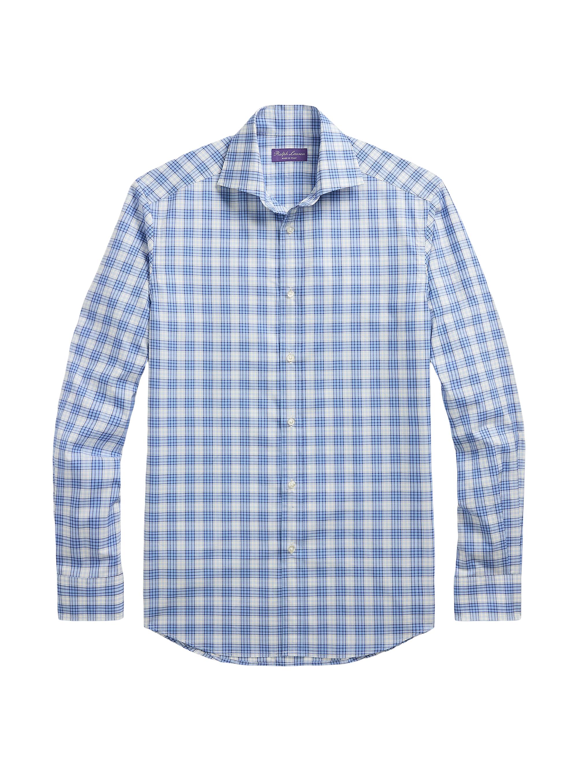 Ralph Lauren Purple Label Men's Plaid Two-Ply Cotton Poplin Shirt - Blue Multi