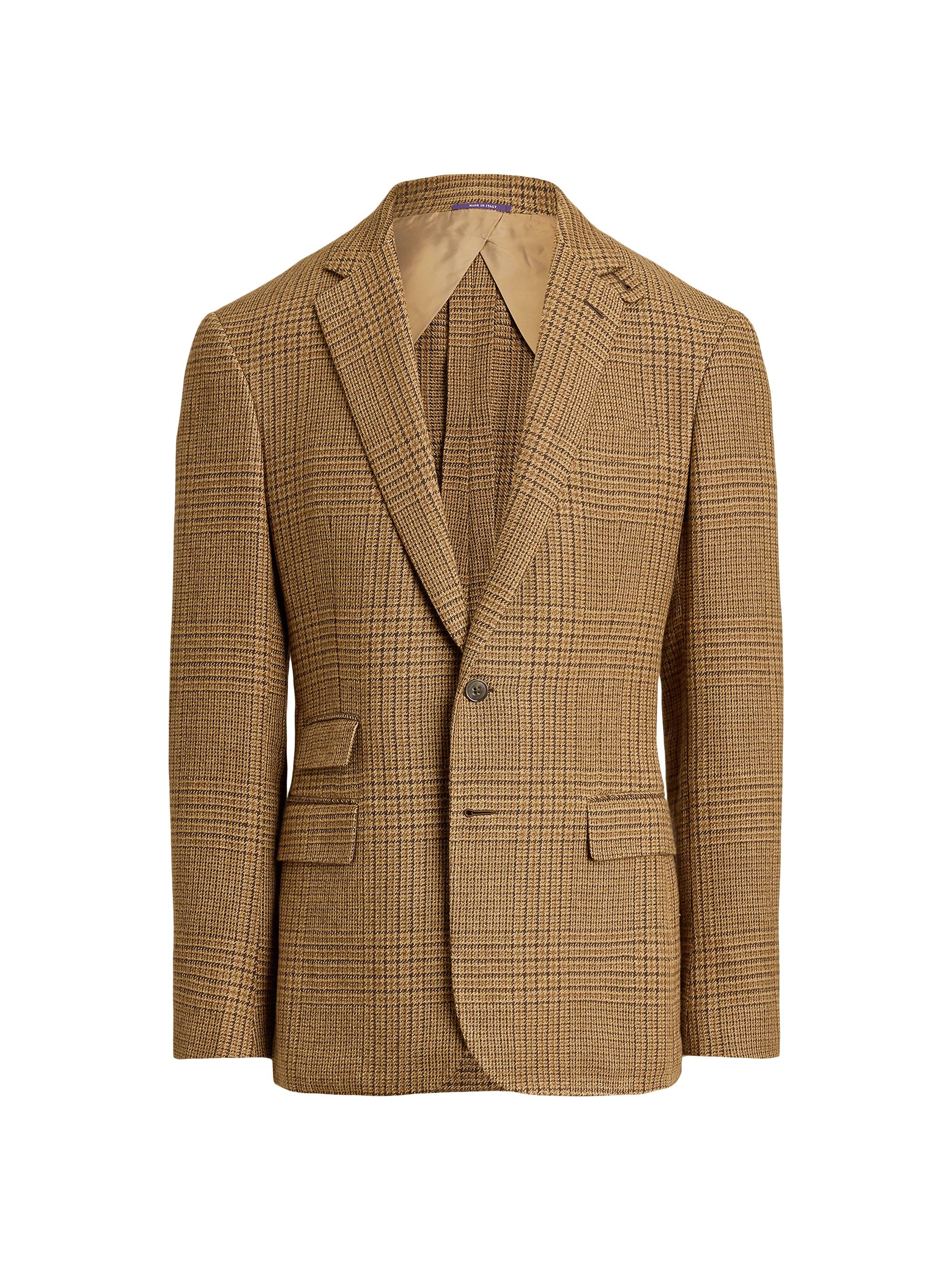 Ralph Lauren Purple Label Men's Kent Russel Plaid Single-Breasted Linen-Wool Sportcoat - Brown Tan