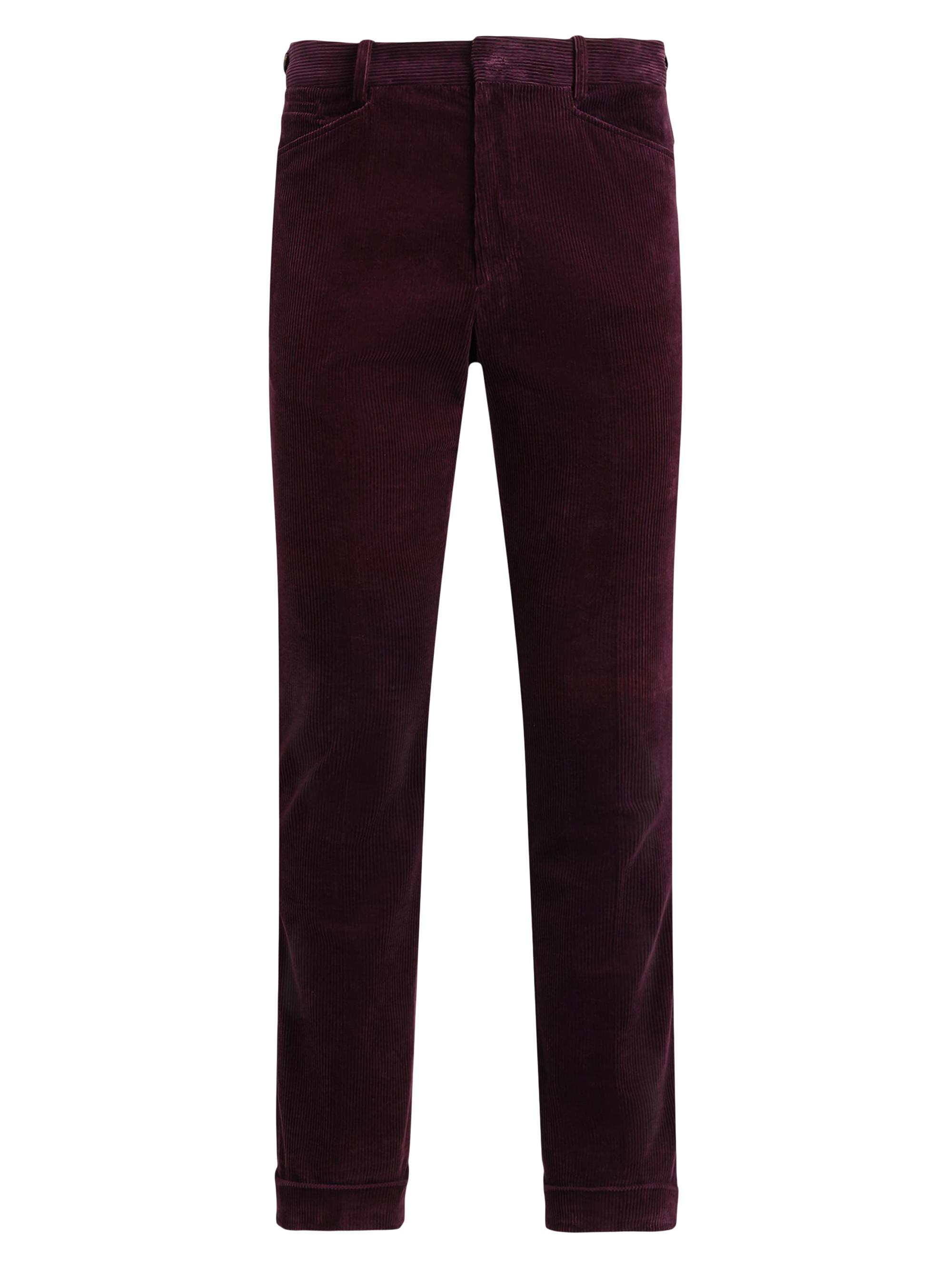Ralph Lauren Purple Label Men's Brushed Corduroy Straight-Leg Trousers - Wine