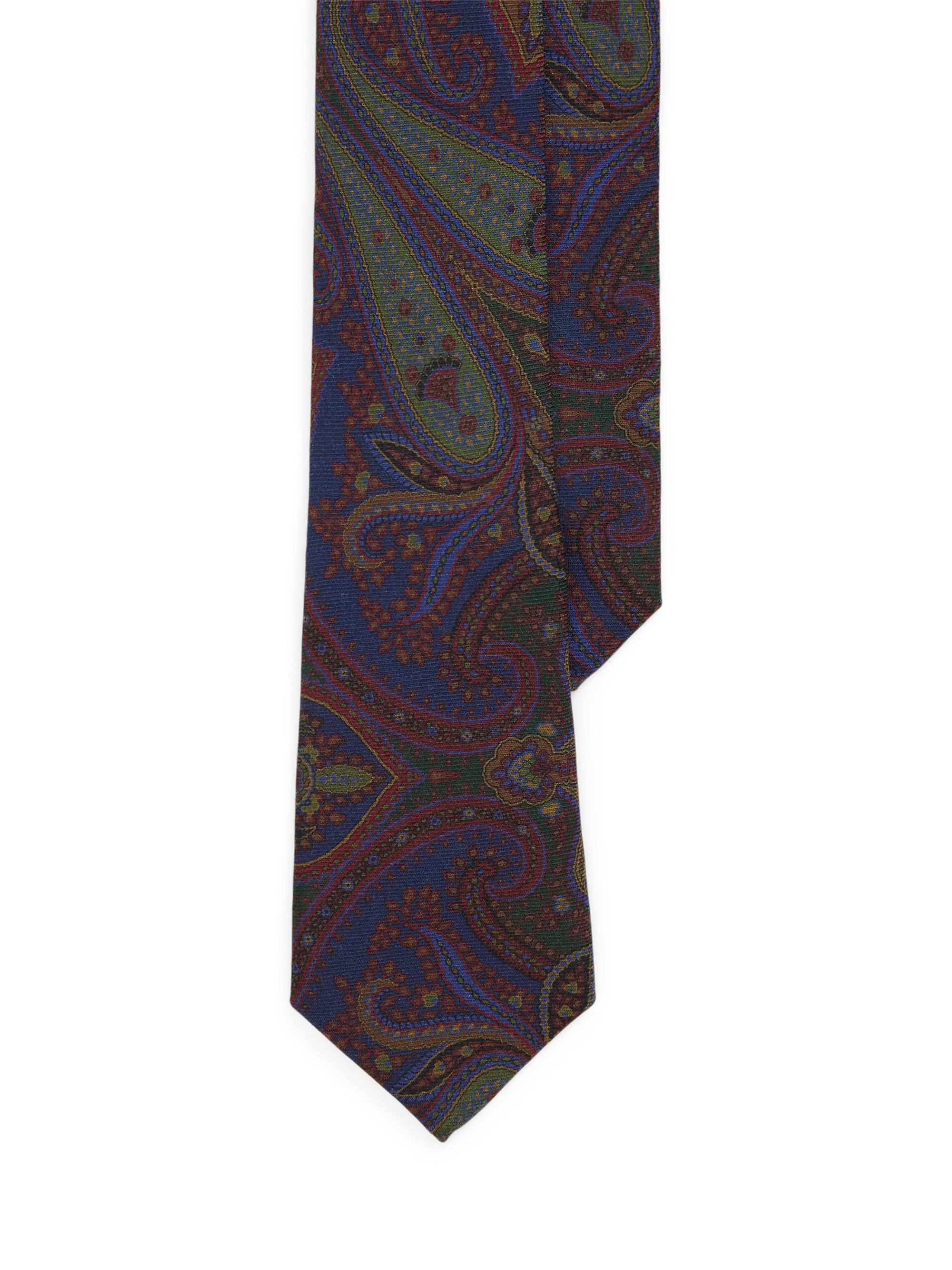 Ralph Lauren Purple Label Men's Cashmere-Silk Paisley Tie - Navy