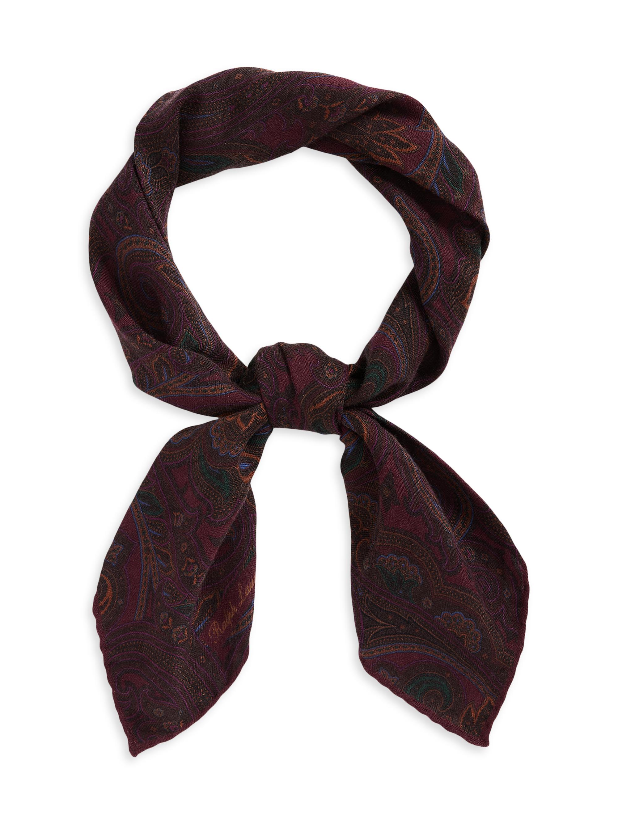 Ralph Lauren Purple Label Men's Cashmere-Silk Paisley Neckerchief - Wine Multi