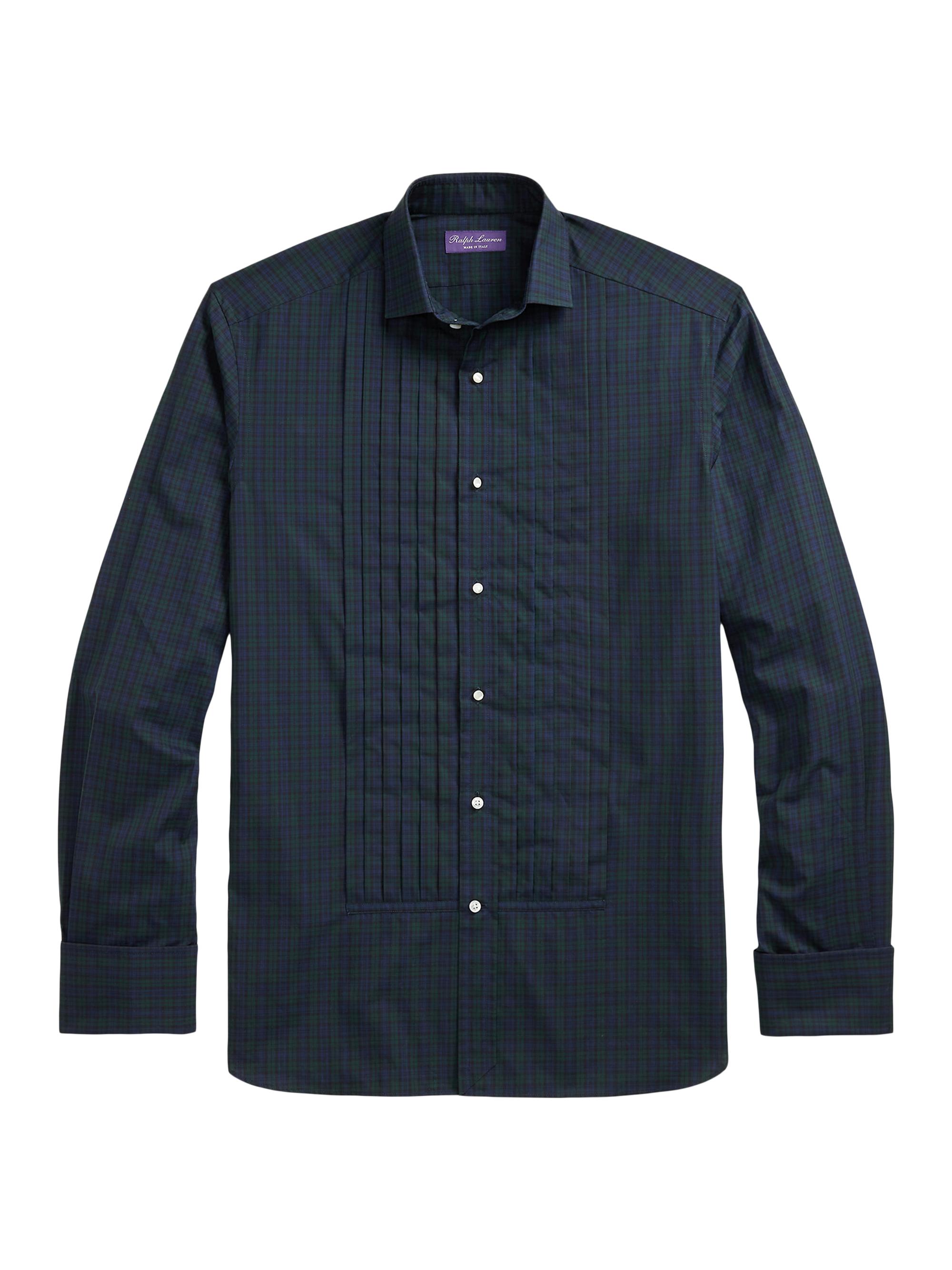 Ralph Lauren Purple Label Men's Plaid Poplin Tuxedo Shirt - Black Navy Green