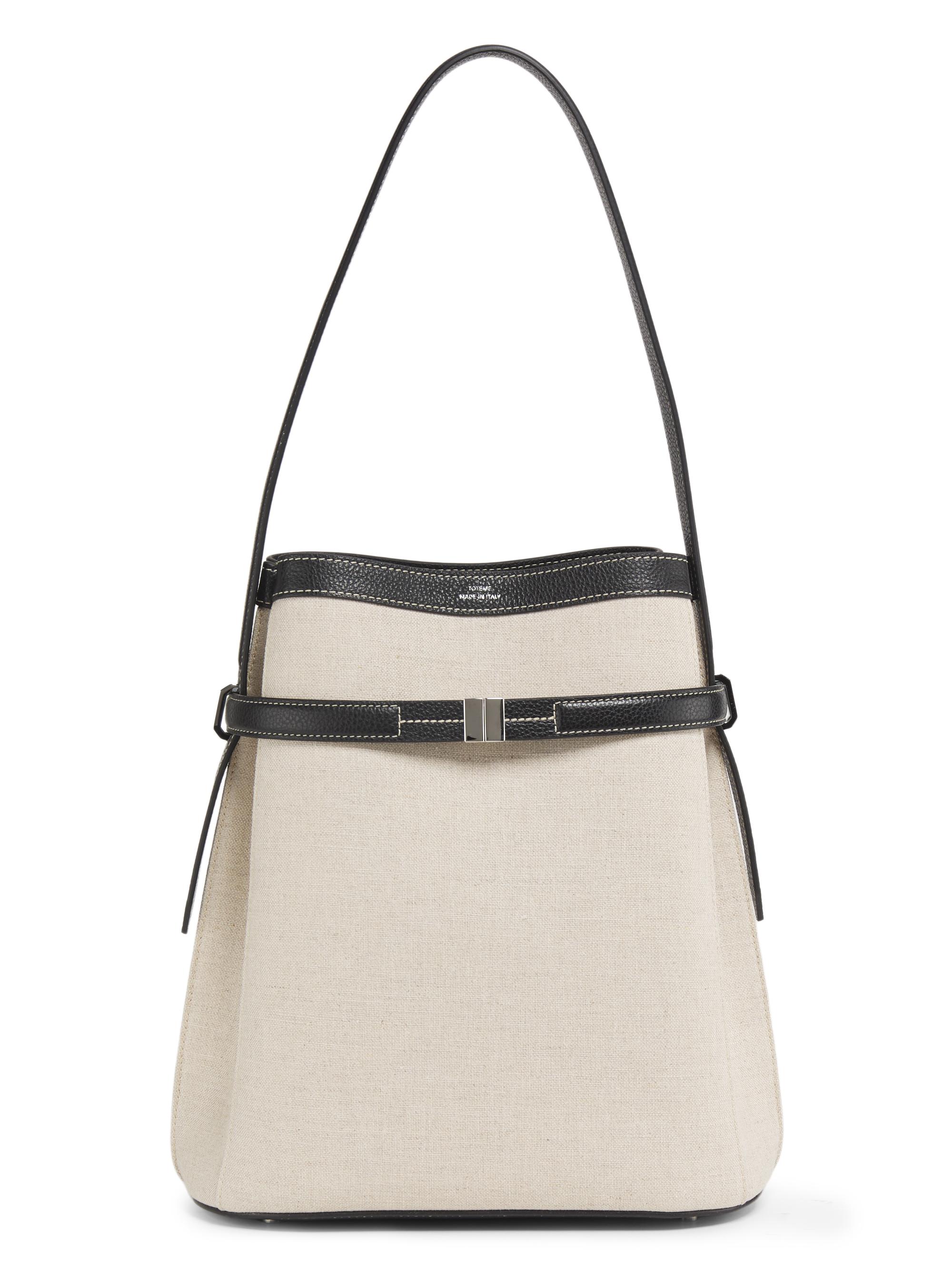 Toteme Women's Belted Canvas & Leather Bucket Bag - Ecru Black