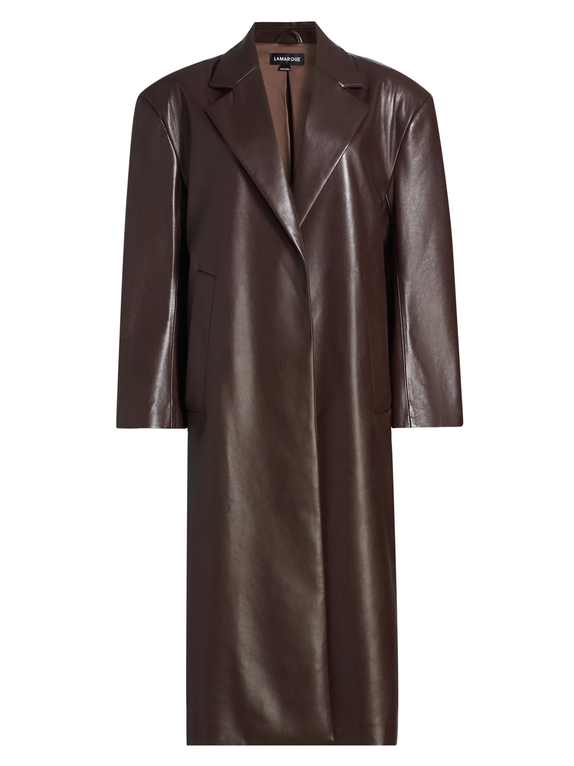 Lamarque Women's Janelle Single-Breasted Long Coat - Mahogany