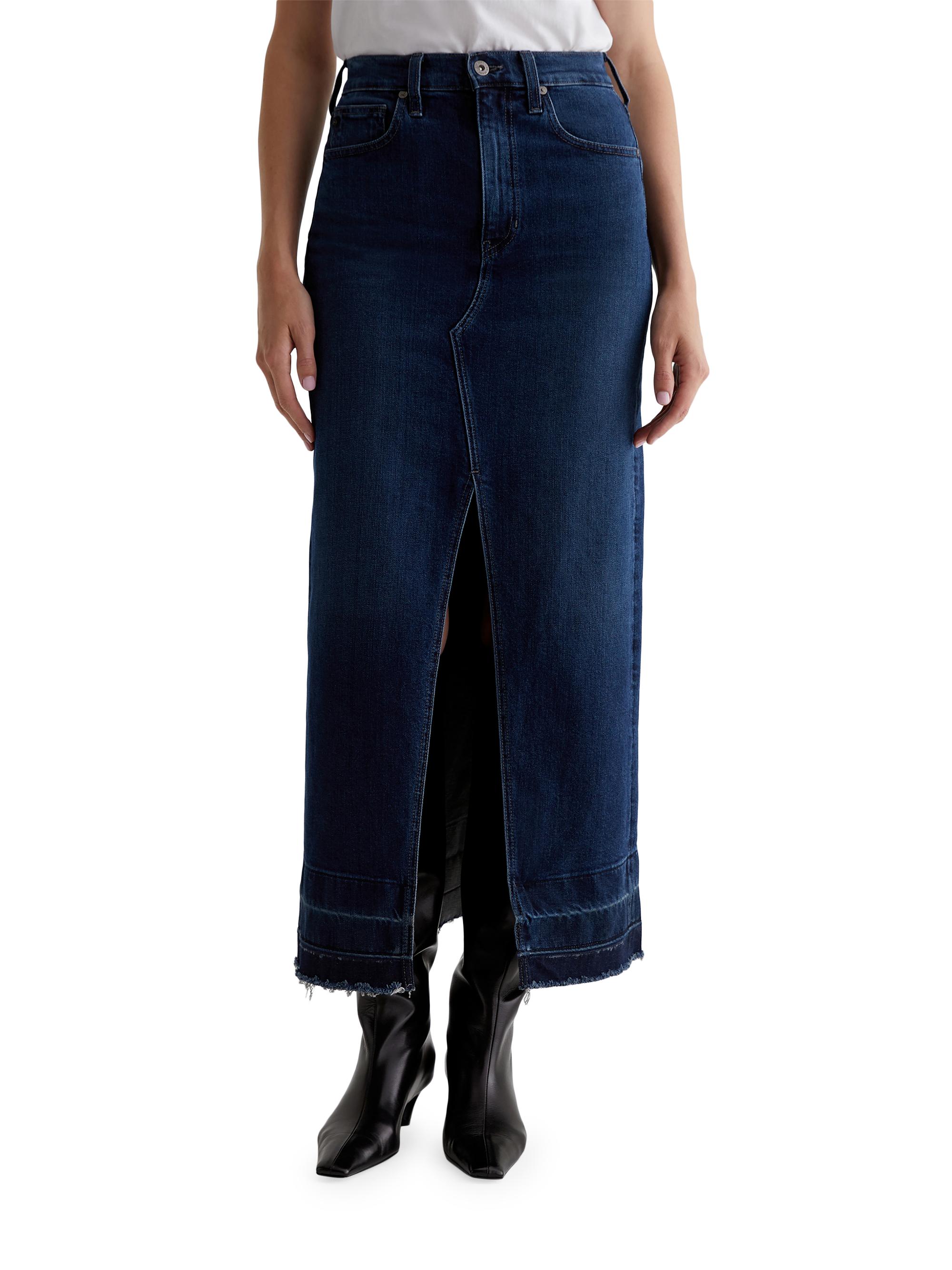 AG Jeans Women's Davina Denim High-Rise Midi-Skirt - Midnight Sun