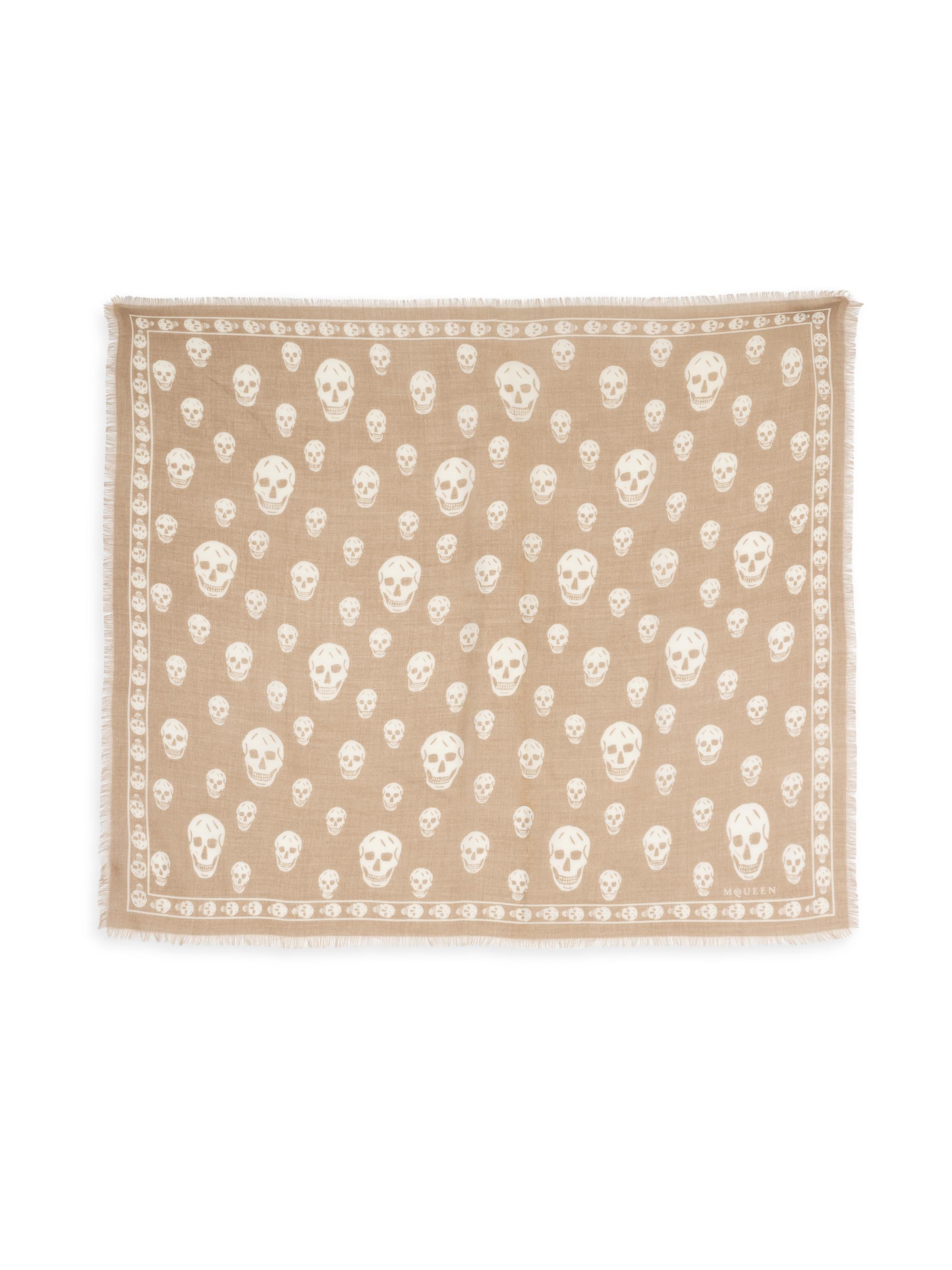 McQueen Women's Skull Wool Scarf - Beige