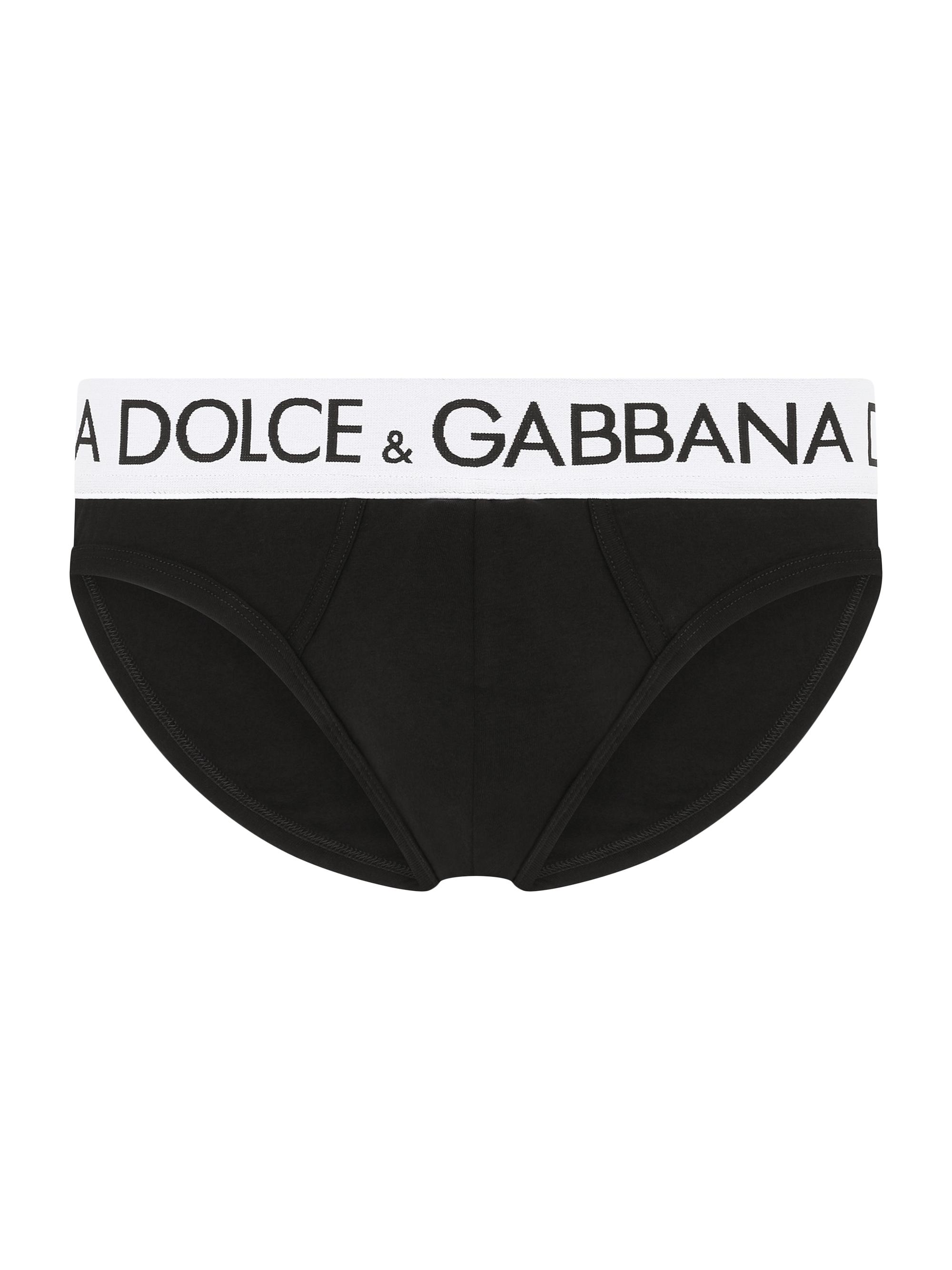 Dolce & Gabbana Men's Logo Waistband Stretch Cotton Midi Brief - Nero