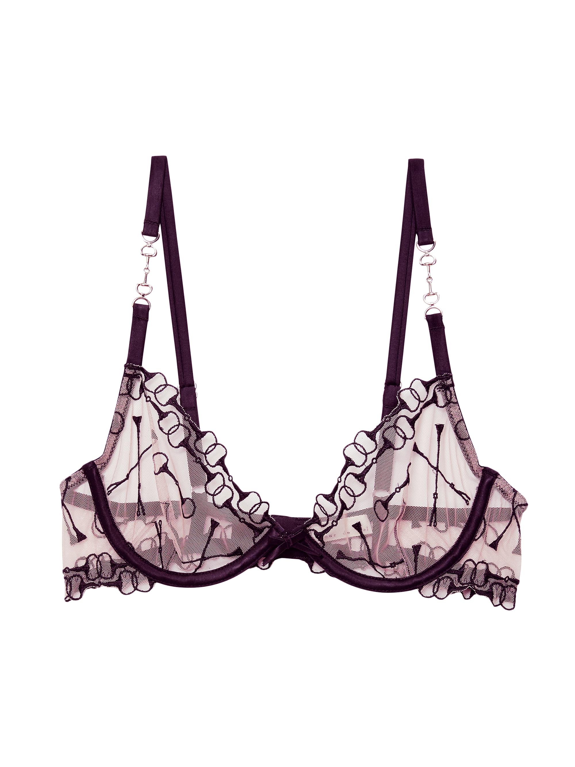 Fleur du Mal Women's Equestrian Stretch-Silk Bra - Black