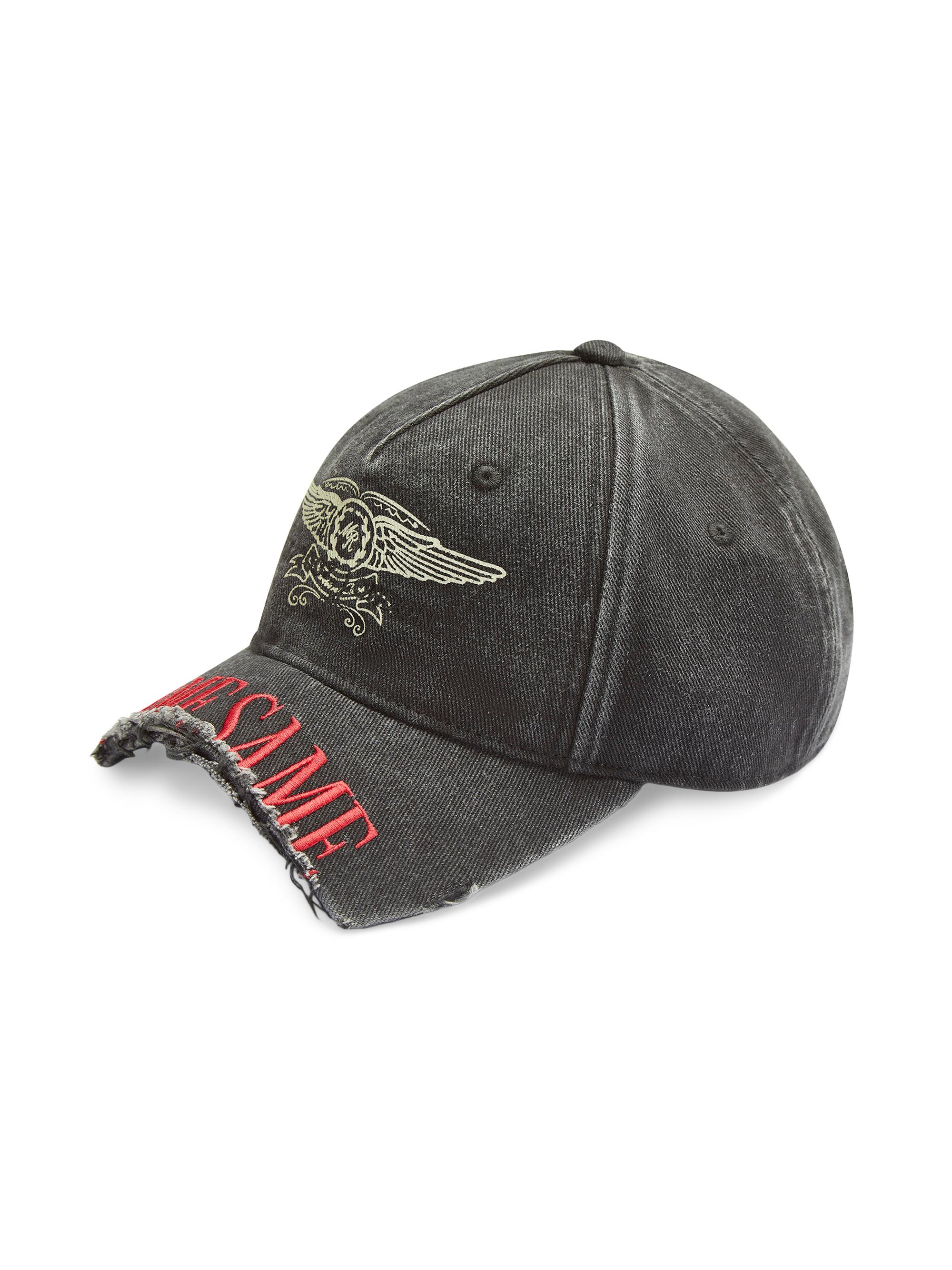 Martine Rose Men's Logo Cut-Peak Cotton Baseball Cap - Black