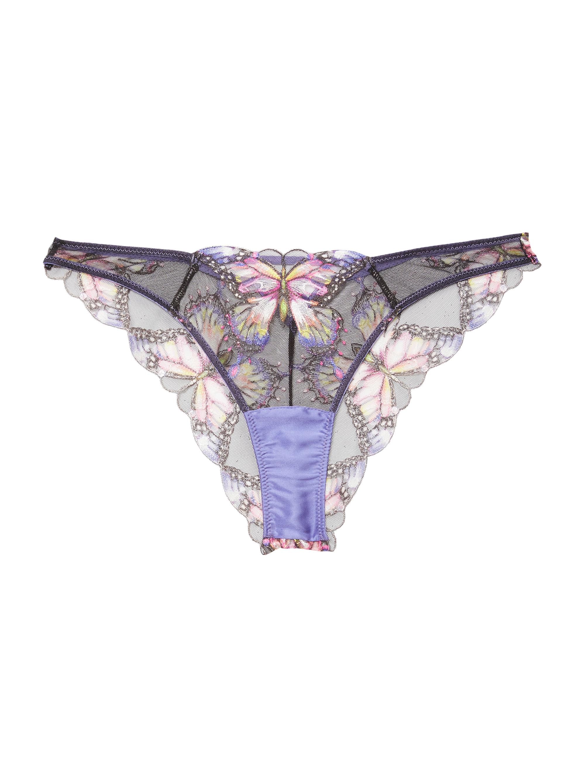 Fleur du Mal Women's Butterfly Cheeky Thong - Periwinkle