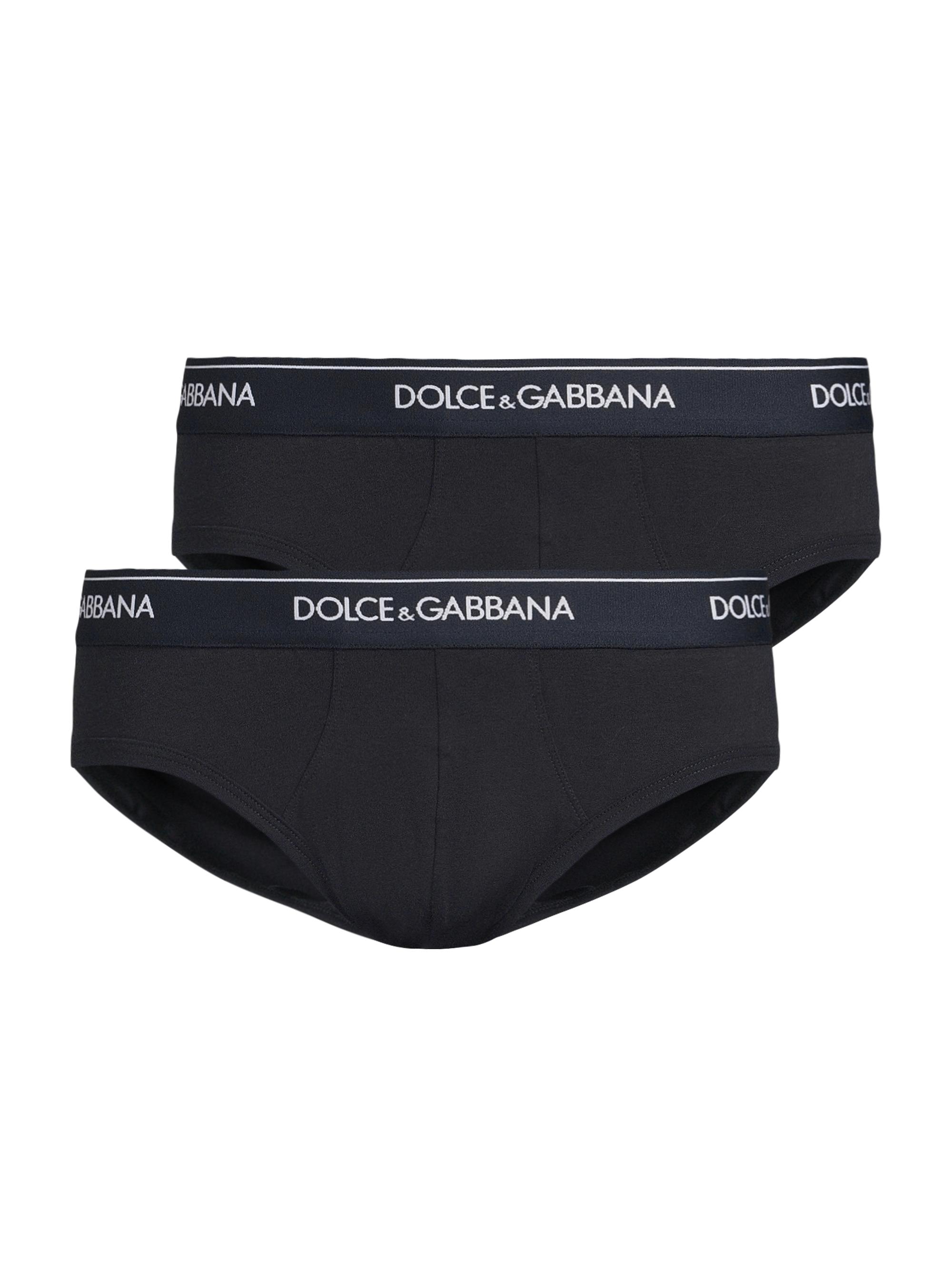 Dolce & Gabbana Men's 2-Pack Logo Waistband Stretch Cotton Midi Brief - Blue Navy