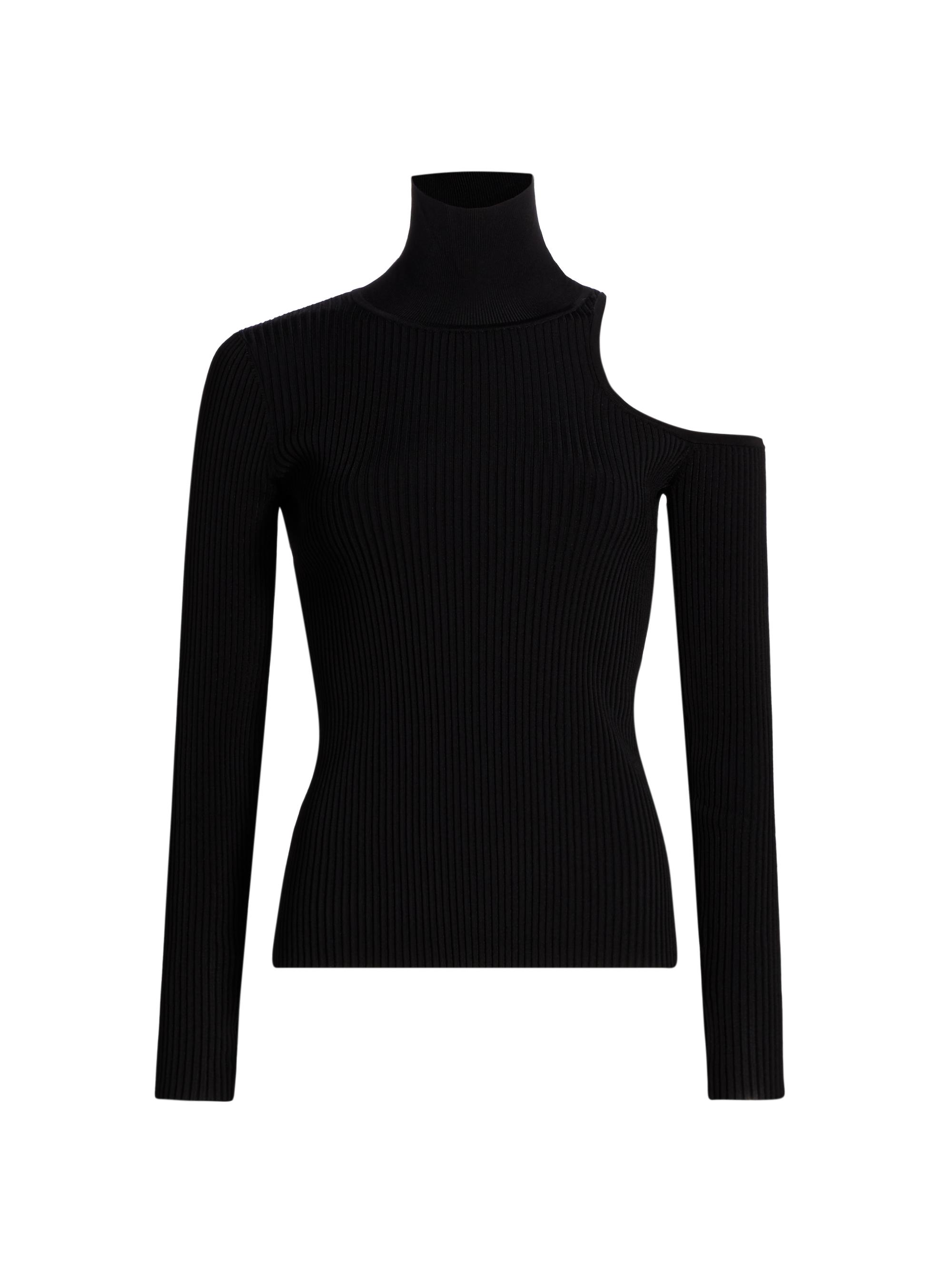Nonchalant Label Women's Rooney Rib-Knit Cut-Out Shoulder Top - Jet Black