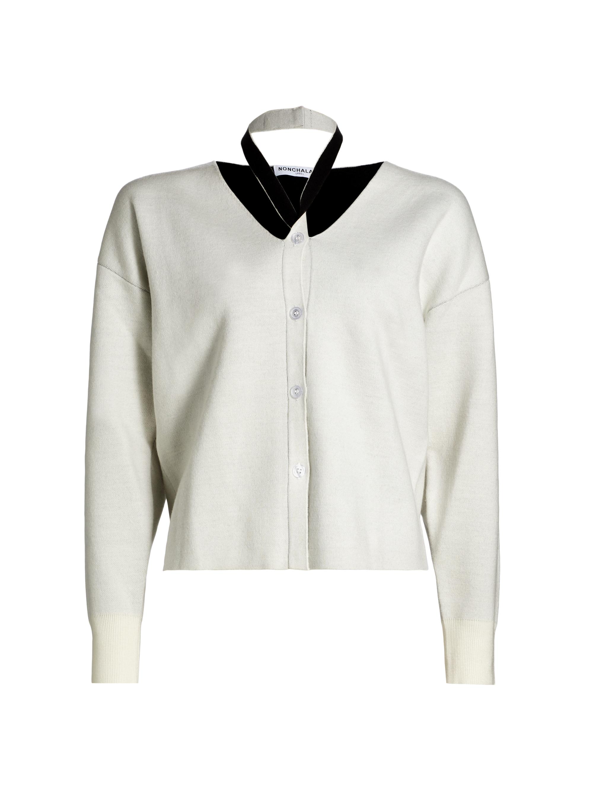Nonchalant Label Women's Marlo Crewneck Cardigan - White