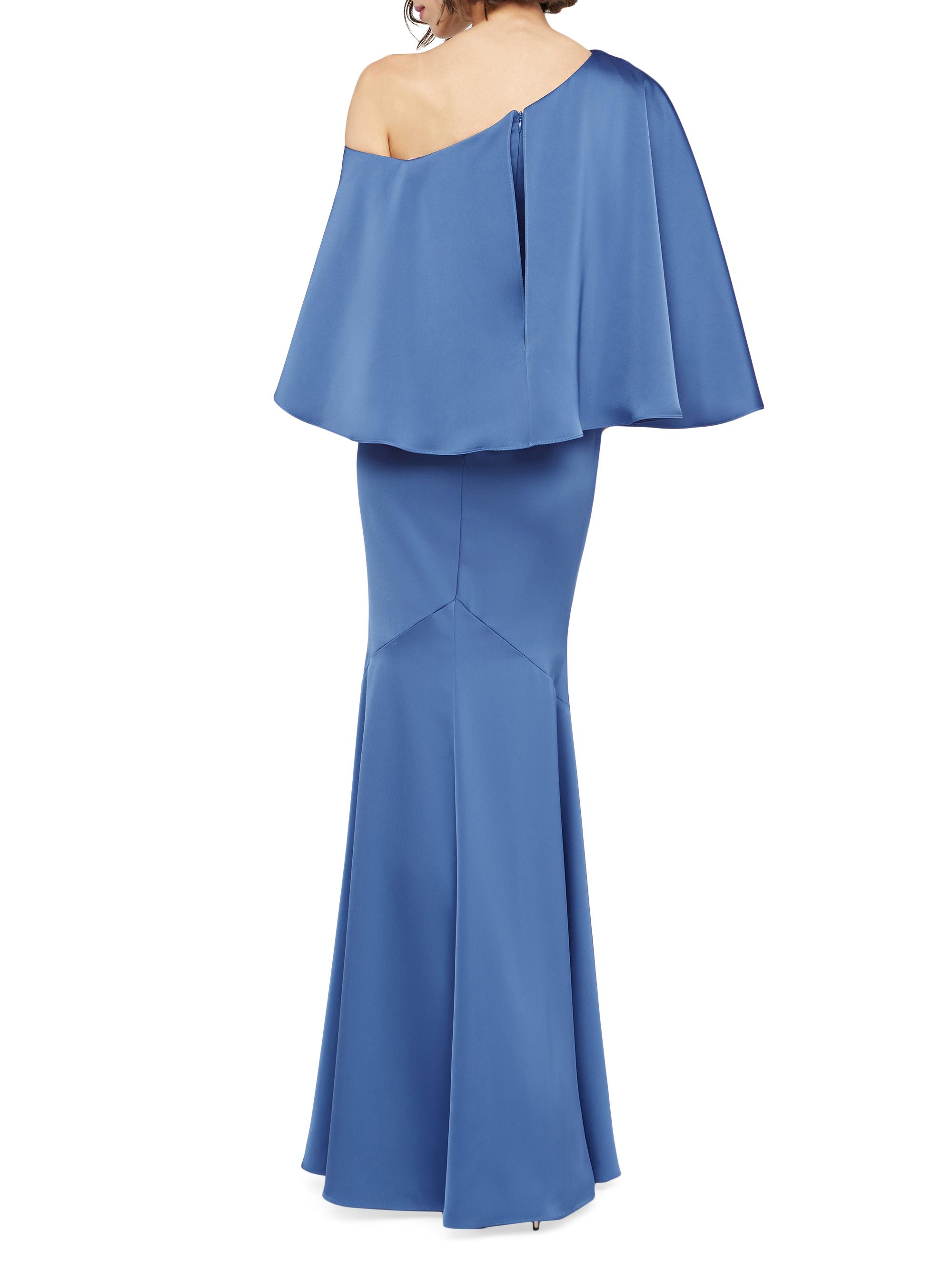 slim fit dress slacks Simple Muslim Wedding Dress With Flare Cape – TANYA BRIDAL main image 0