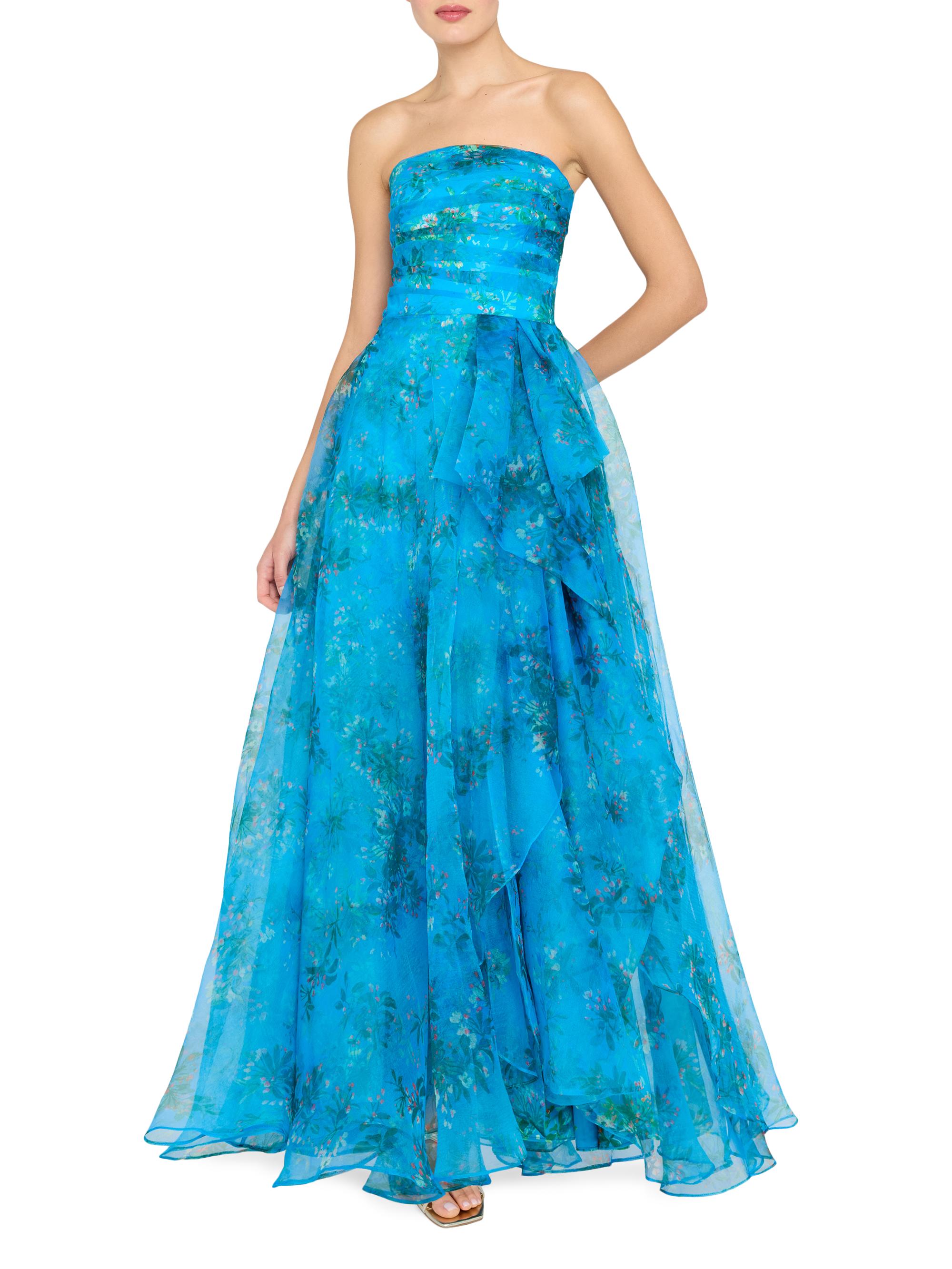 Theia Women's Anaclara Floral Organza A-Line Gown - High Noon Blossoms