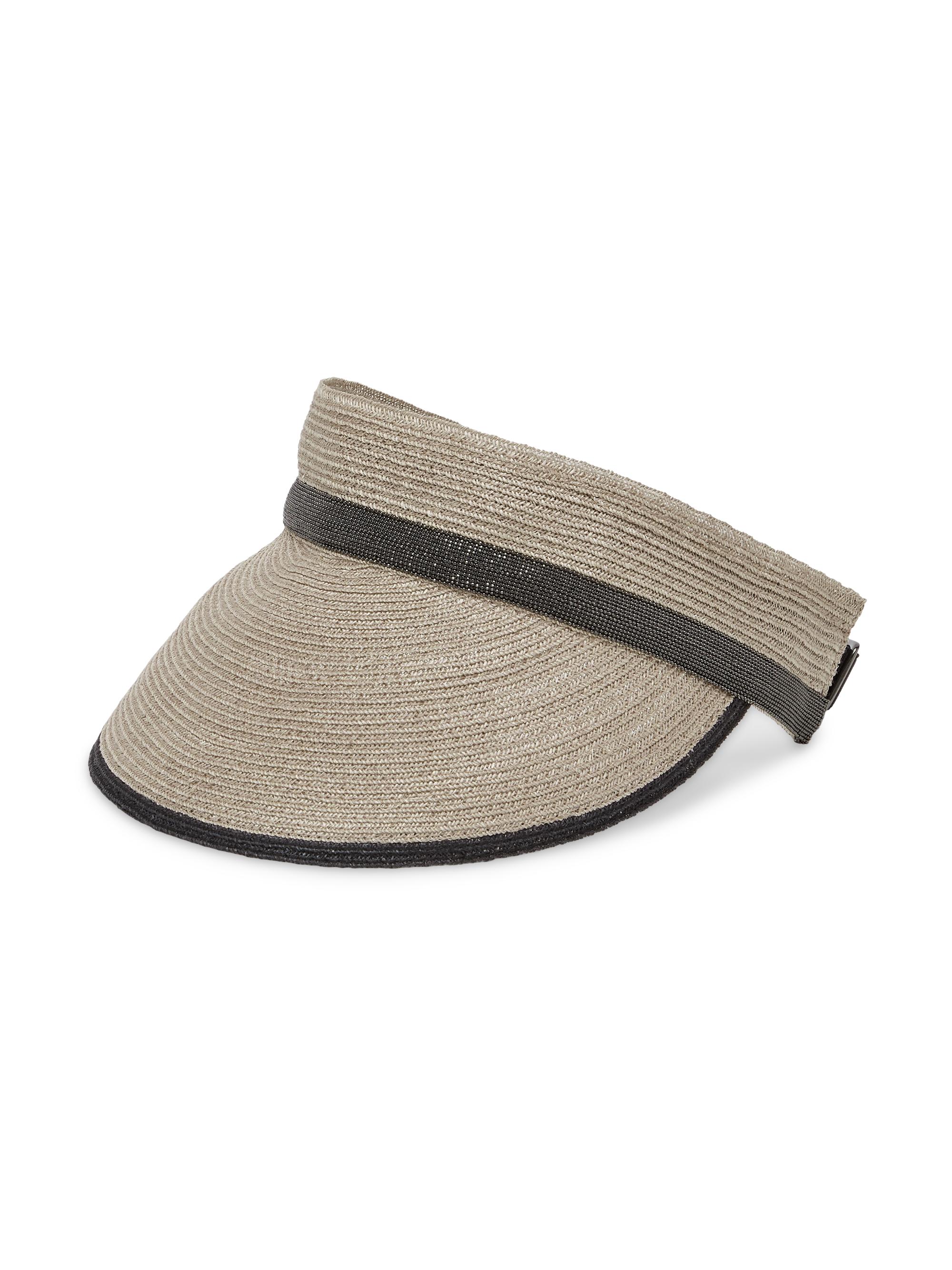 Brunello Cucinelli Women's Hemp and Cotton Visor Cap with Precious Band - Desert