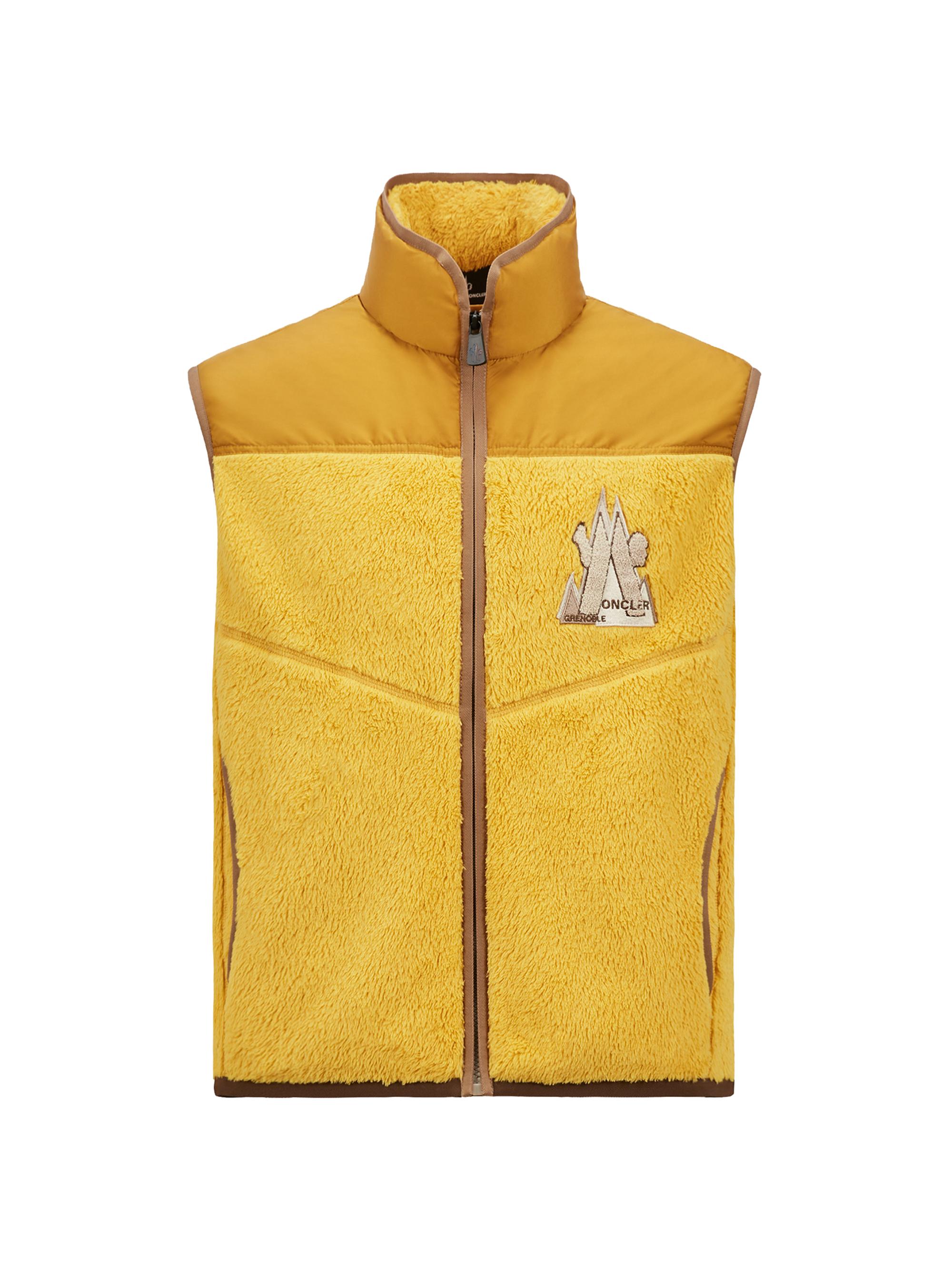 Moncler Grenoble Men's Zip Up Fleece Down Vest - Yellow